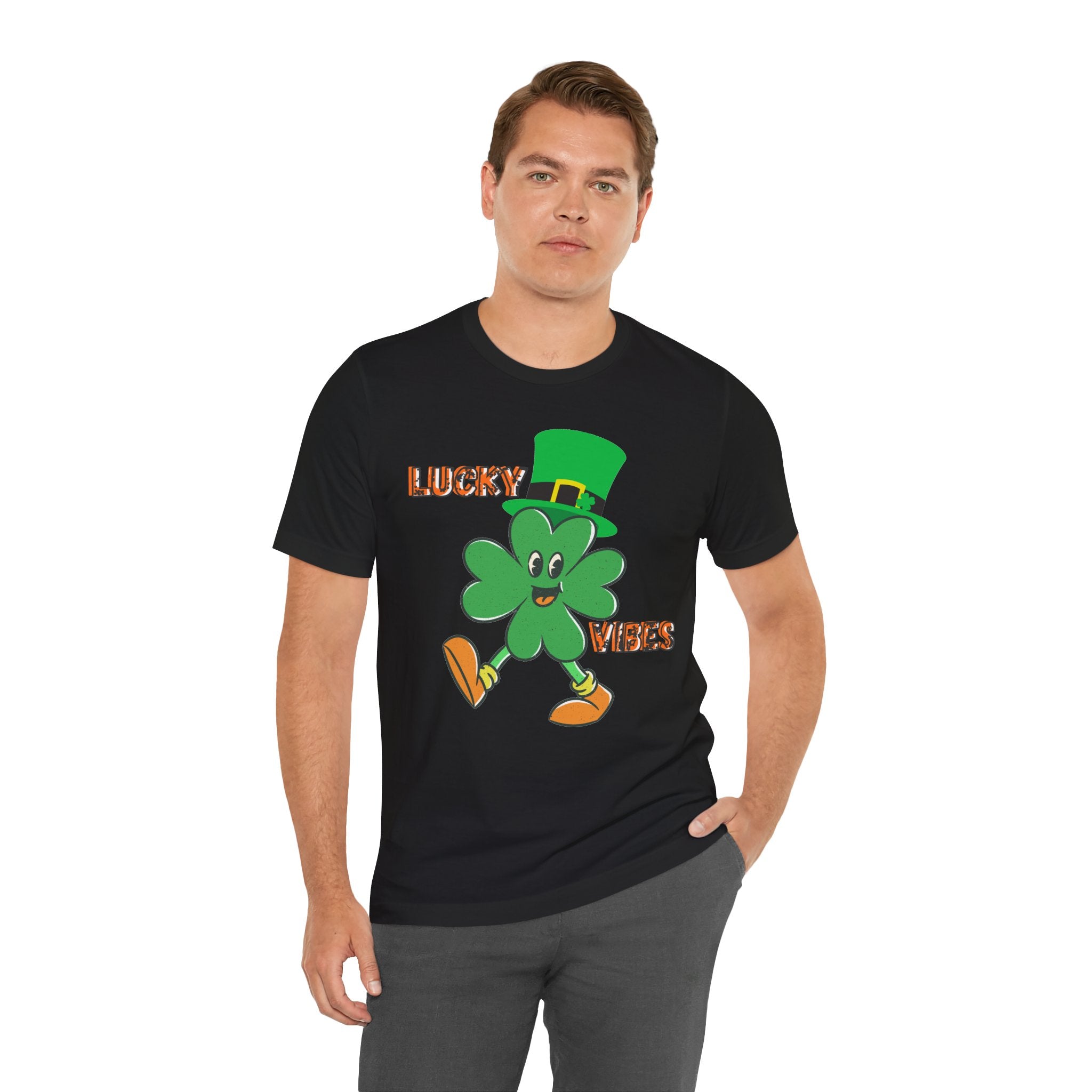 Lucky Vibes Saint Patrick's Day T-Shirt — Walking Shamrock Graphic Tee