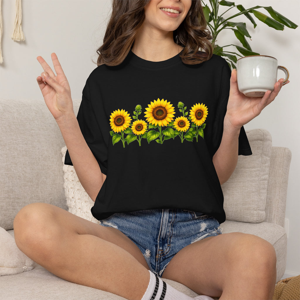 Sunflower Shirt for Women, Sunflower T-Shirt, Floral Graphic Tee, Botanical Shirt, Wildflower Tee, Comfort Colors 1717