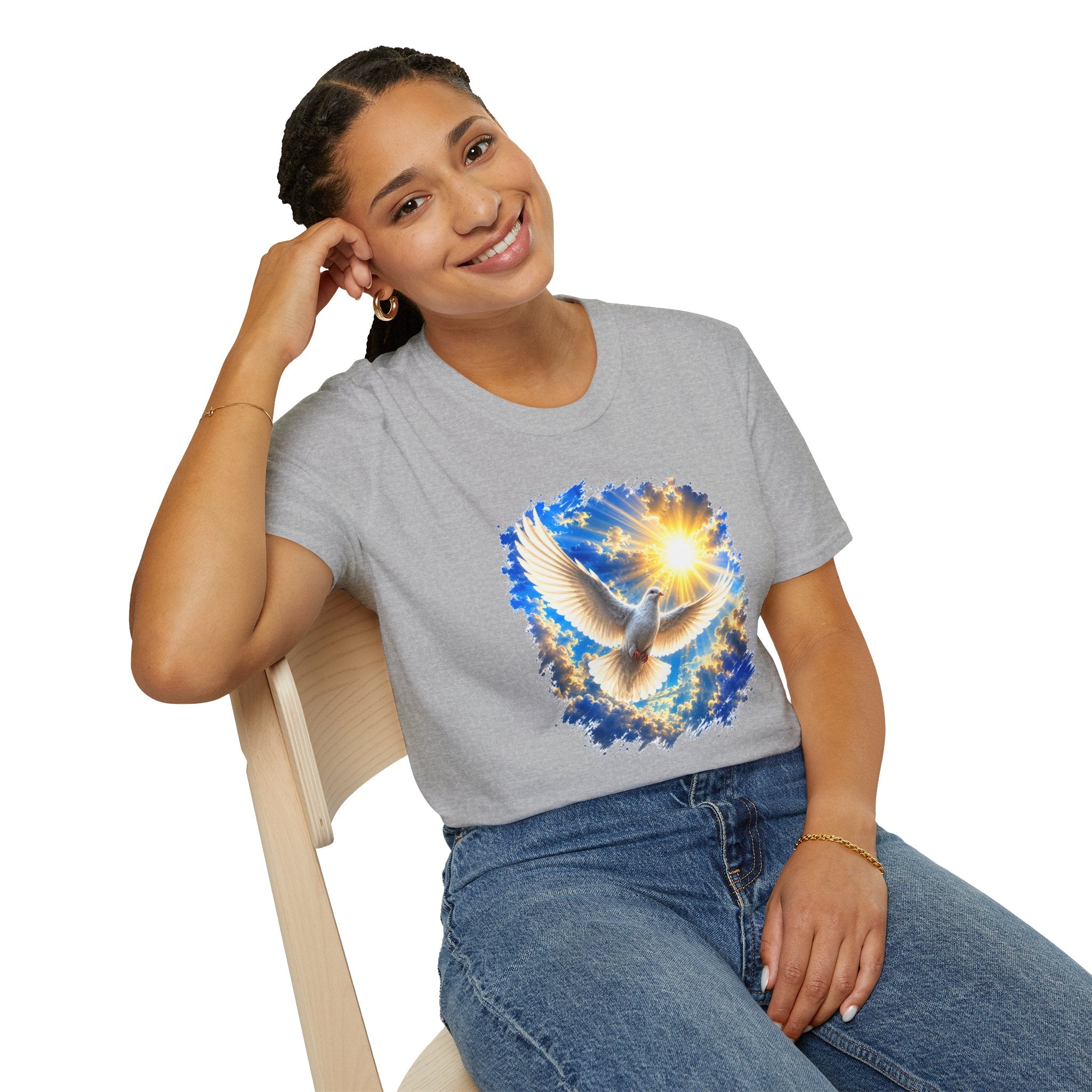Dove of Light T-Shirt | White Dove Graphic Tee | Peace & Hope Shirt | Inspirational Bird Tee | Christian Gift | Unisex Graphic T-Shirt