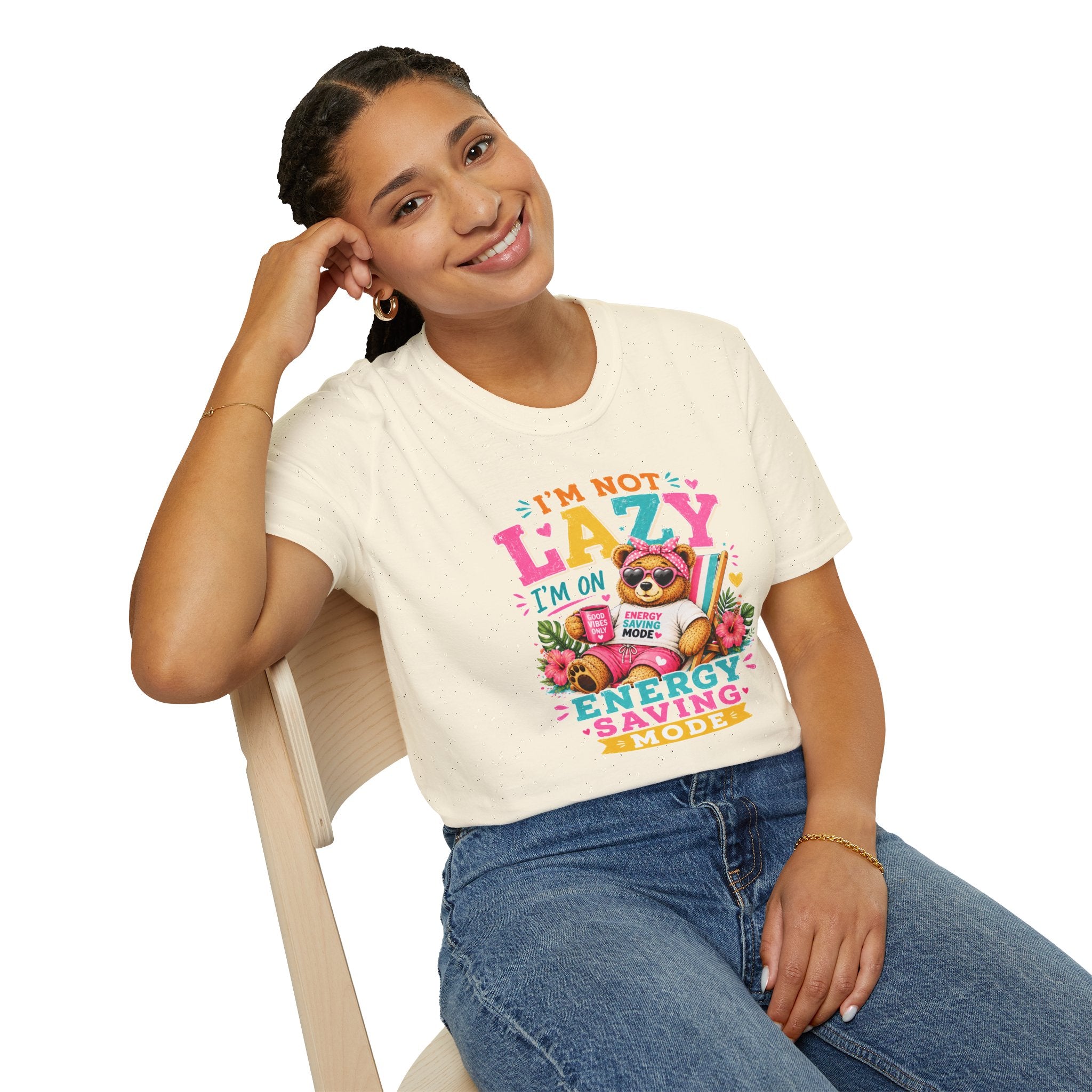 Funny Sloth Shirt, I'm Not Lazy I'm On Energy Saving Mode Tee, Cute Animal Graphic T-Shirt