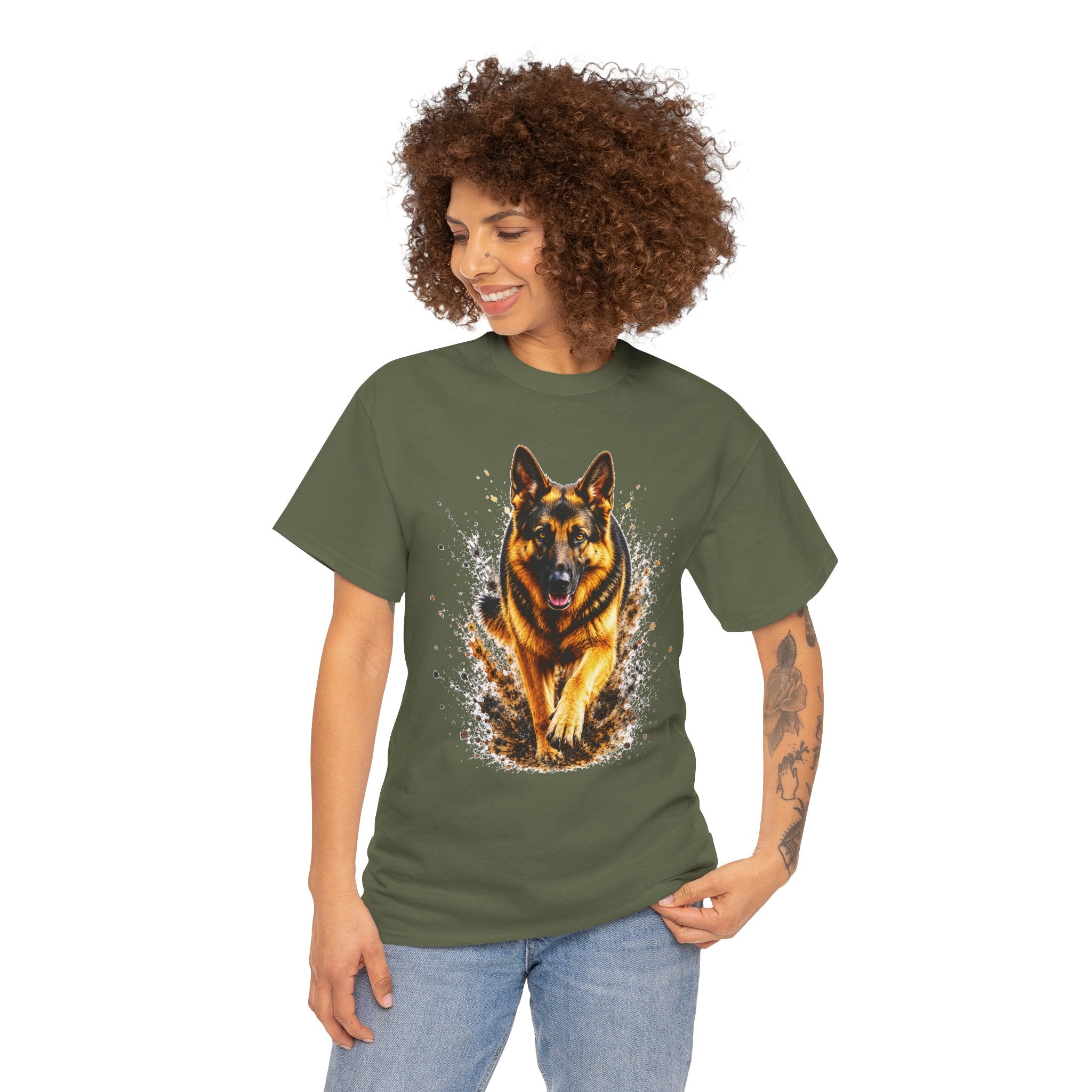 German Shepherd Running T-Shirt, German Shepherd Graphic Tee, Dog Lover Shirt, Unisex German Shepherd Tee, Gift for Dog Owner, K9 Animal Shirt