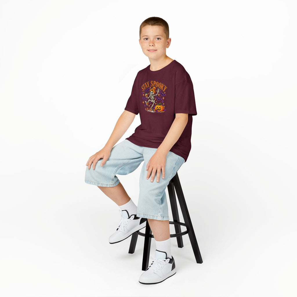 Kids Halloween Shirt, Stay Spooky Skeleton Tee, Pumpkin Graphic T-Shirt, Spooky Season Kids Tee