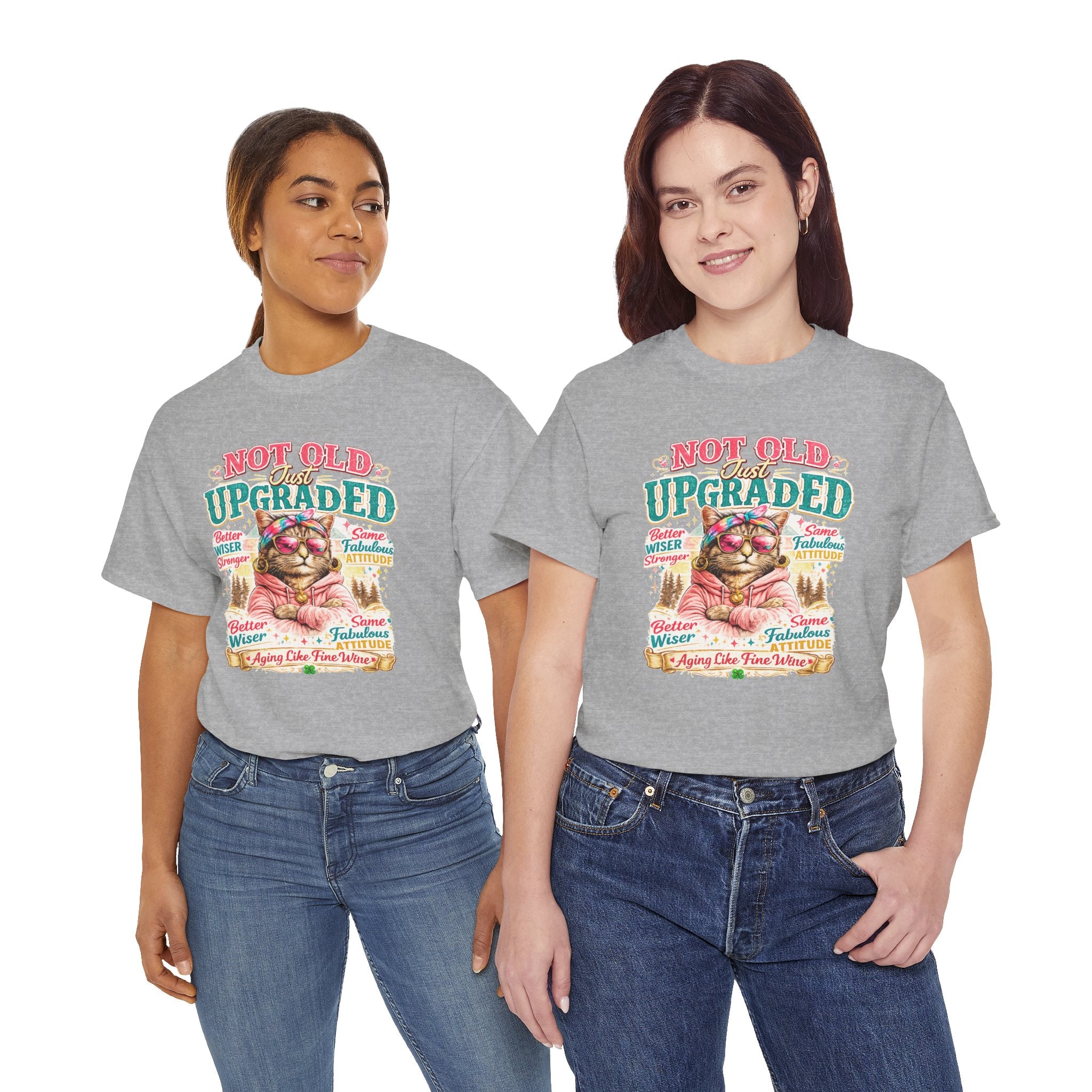 Not Old Just Upgraded Cat T-Shirt | Funny Cat Lover Tee | Vintage Birthday Shirt | Cute Kitty Graphic Tee | Gift for Cat Mom | Cat Lover Gift