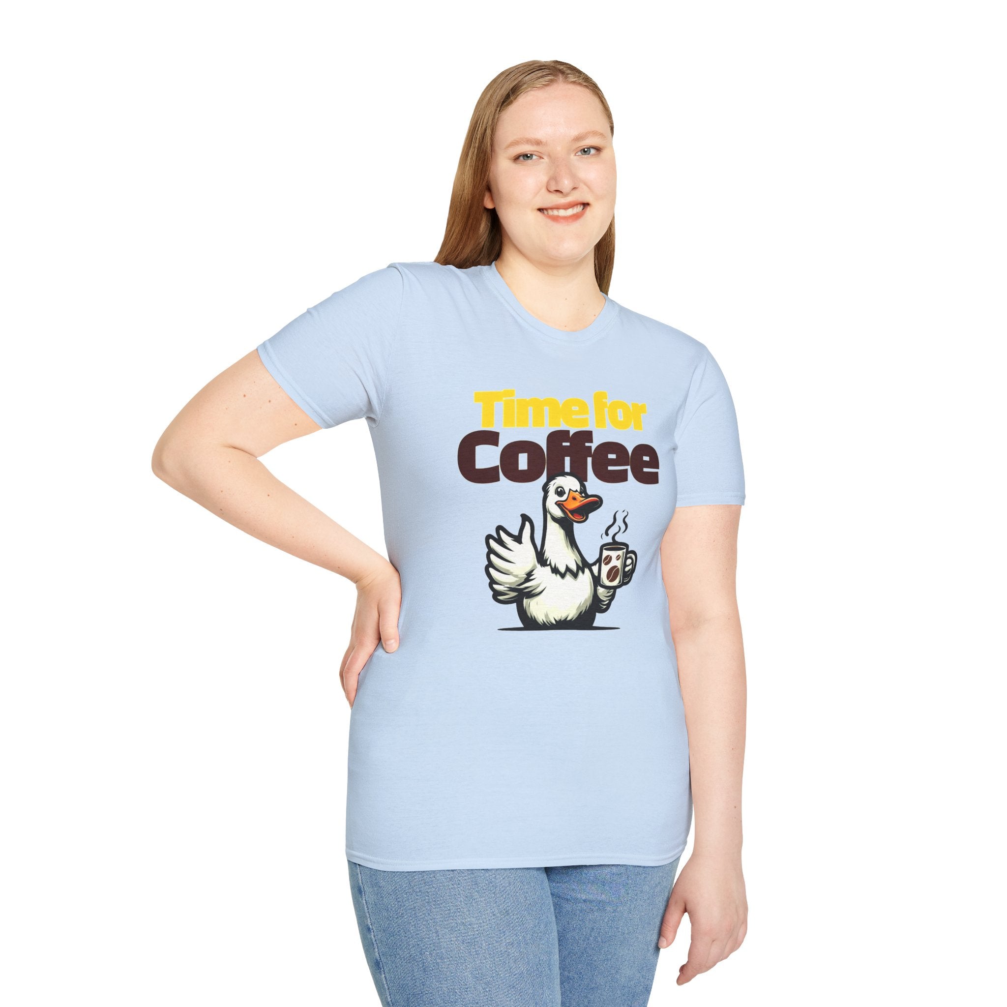 Time for Coffee Goose T-Shirt ☕🪿 Funny Cute Coffee Lover Graphic Tee Unisex Gift