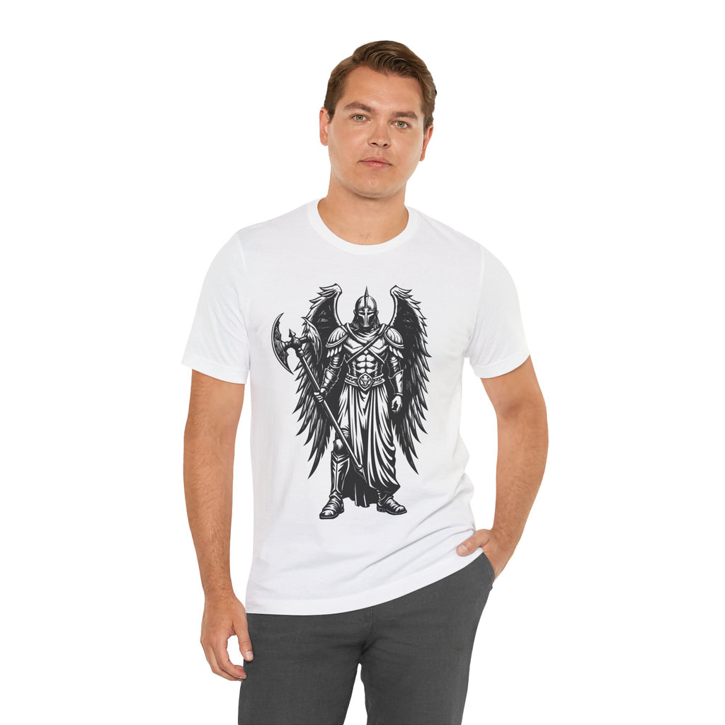 Angel of War Graphic Tee — Winged Knight Armor T-Shirt