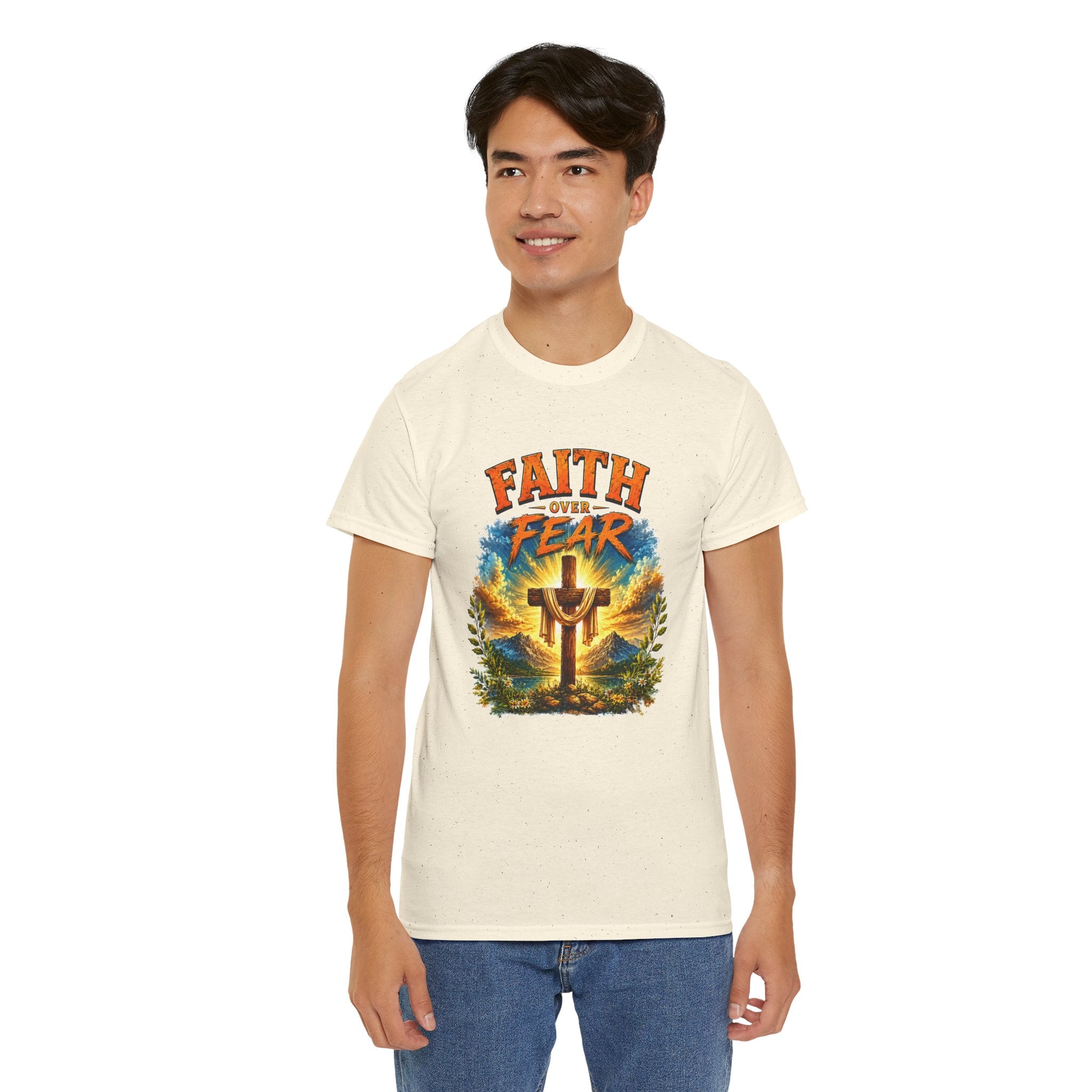 Faith Over Fear Christian T-Shirt | Cross Graphic Tee | Religious Unisex Shirt | Christian Gift