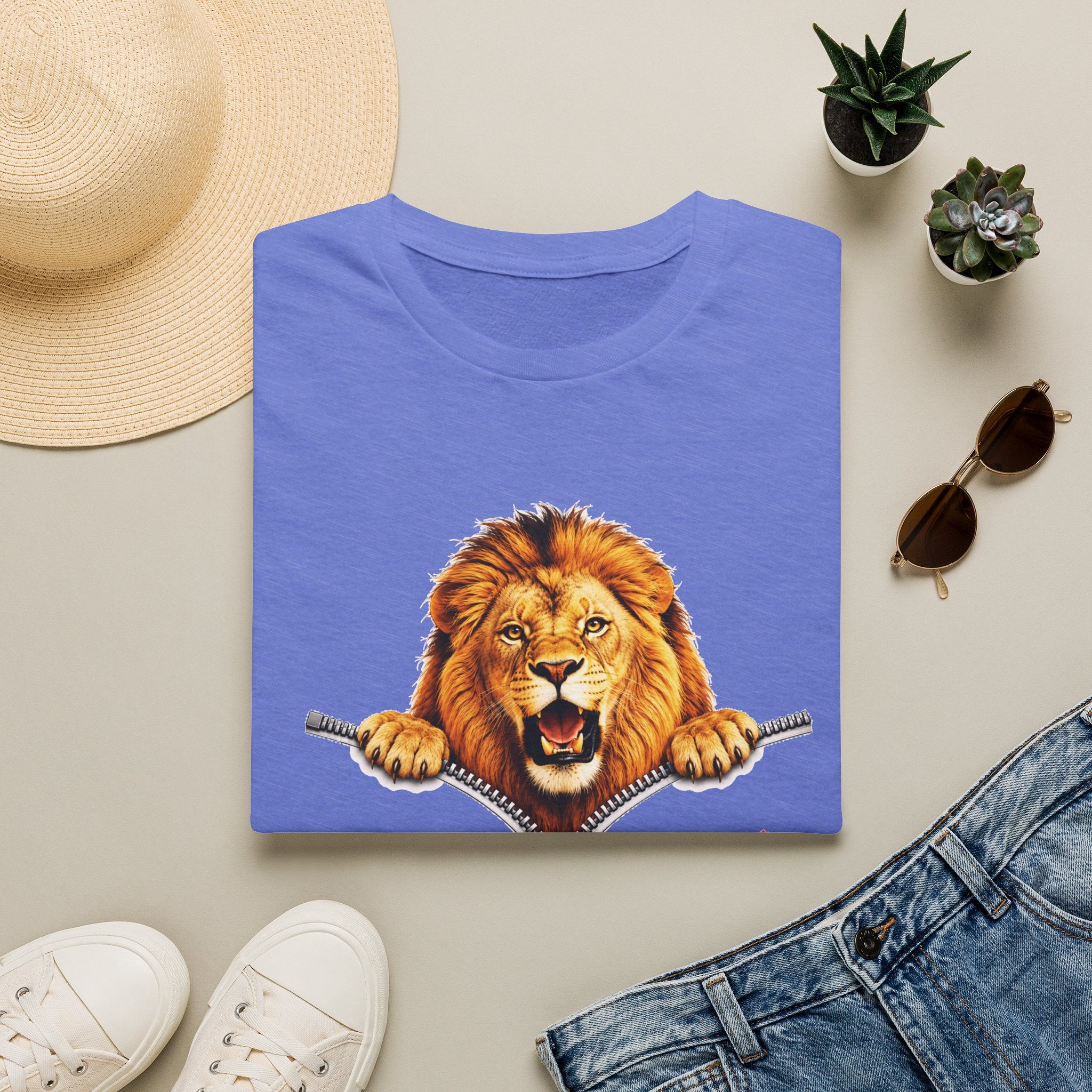 Lion Graphic Tee, Hey There Lion Shirt, Cute Roaring Lion T-Shirt, Funny Animal Graphic Tee, Unisex Casual Shirt
