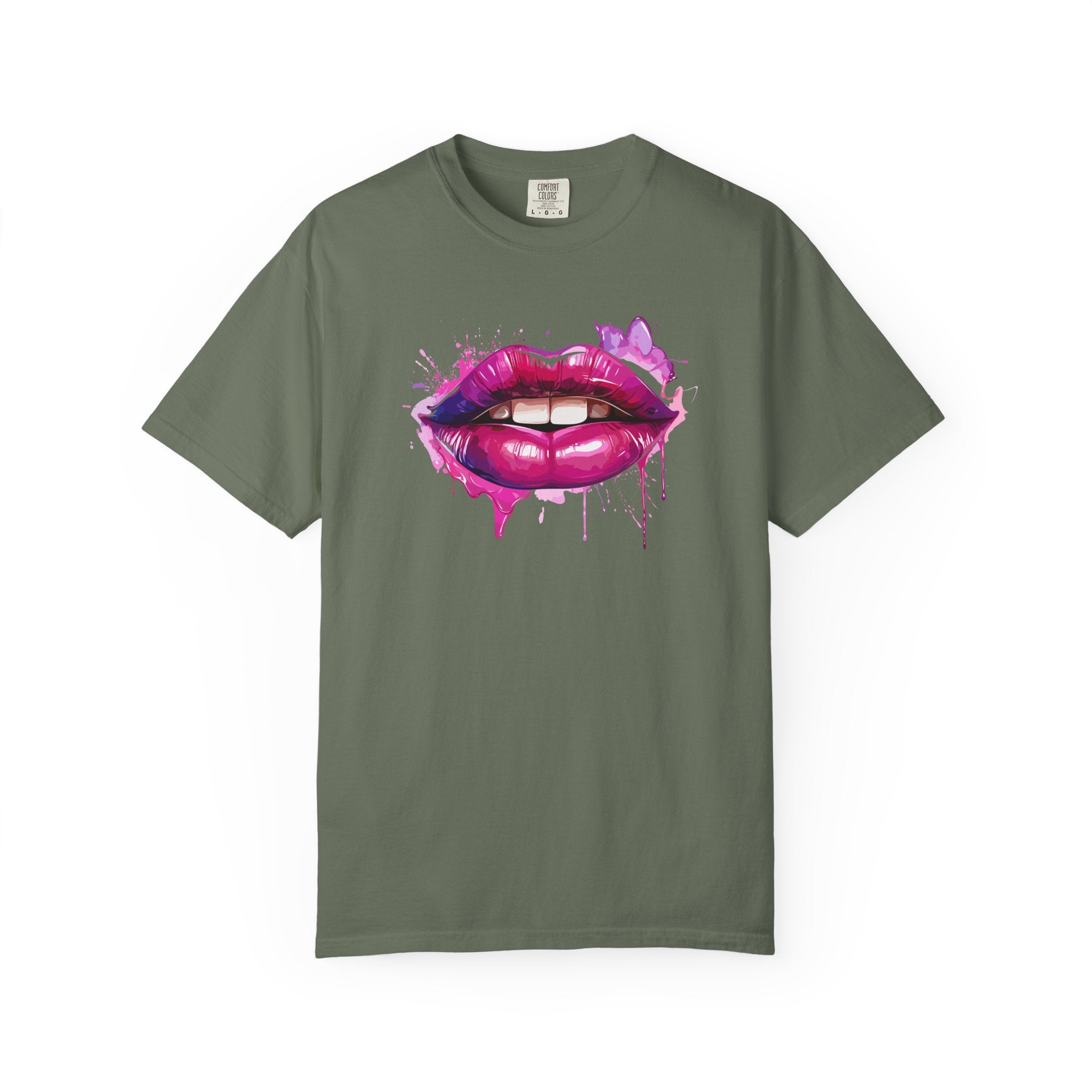 Lip Art T-Shirt — Pink Drip Painted Lips Graphic Tee