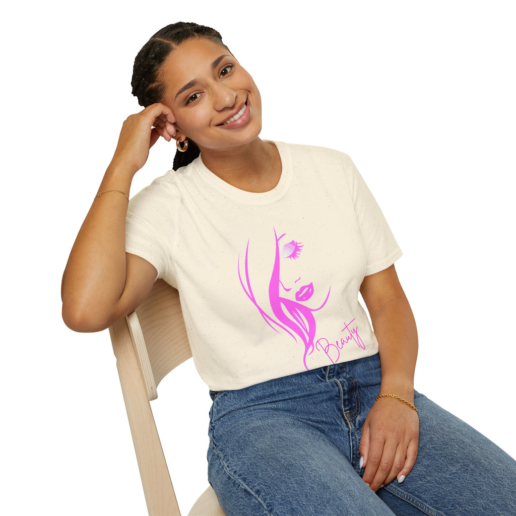 Beauty Face Line Art T-Shirt, Makeup Artist Shirt, Aesthetic Pink Graphic Tee, Gift for Women