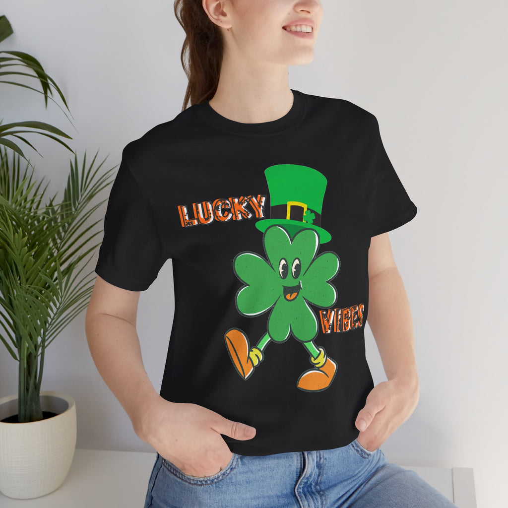 Lucky Vibes Saint Patrick's Day T-Shirt — Walking Shamrock Graphic Tee
