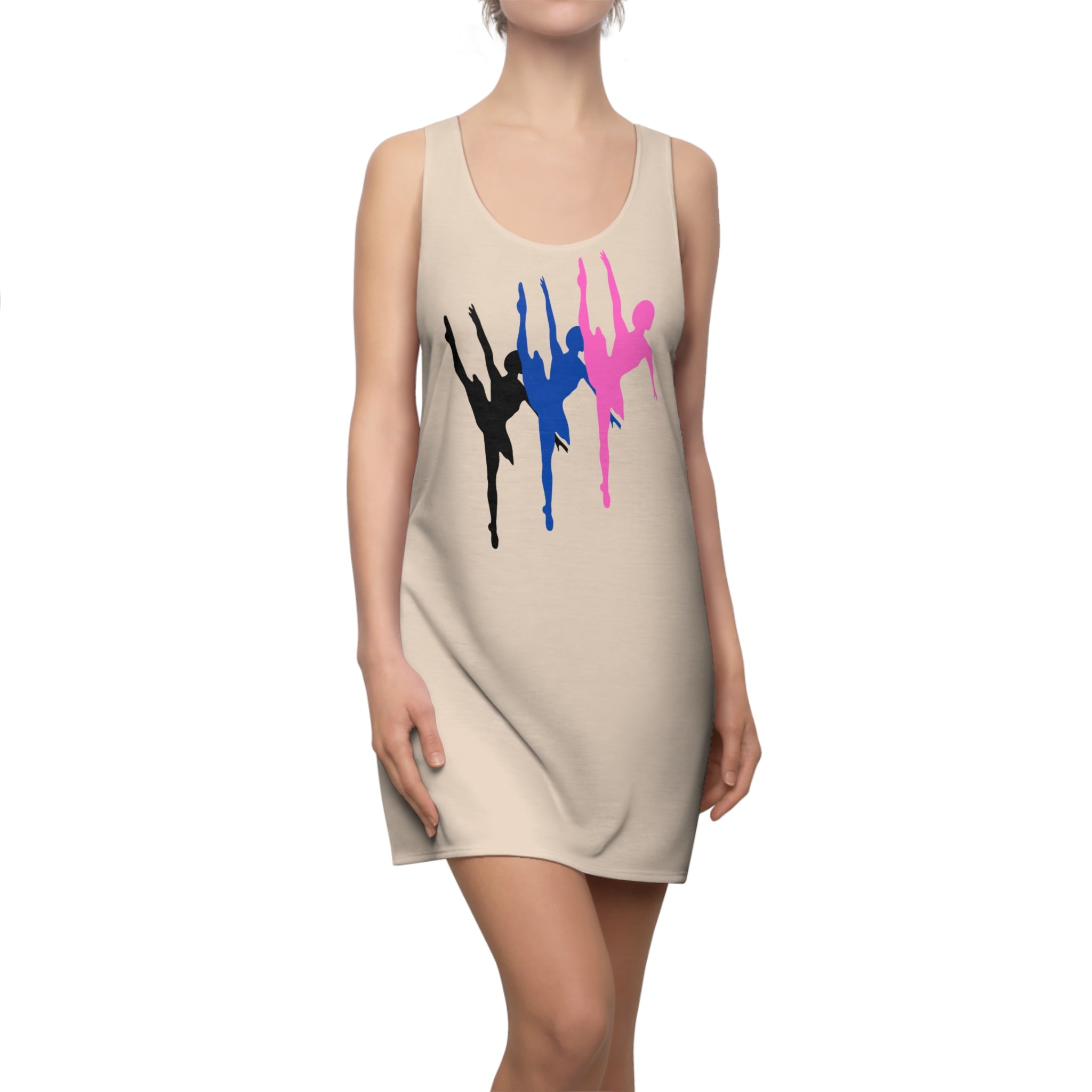 Ballet Silhouette Racerback Dress – Pink Blue Black Dance Print