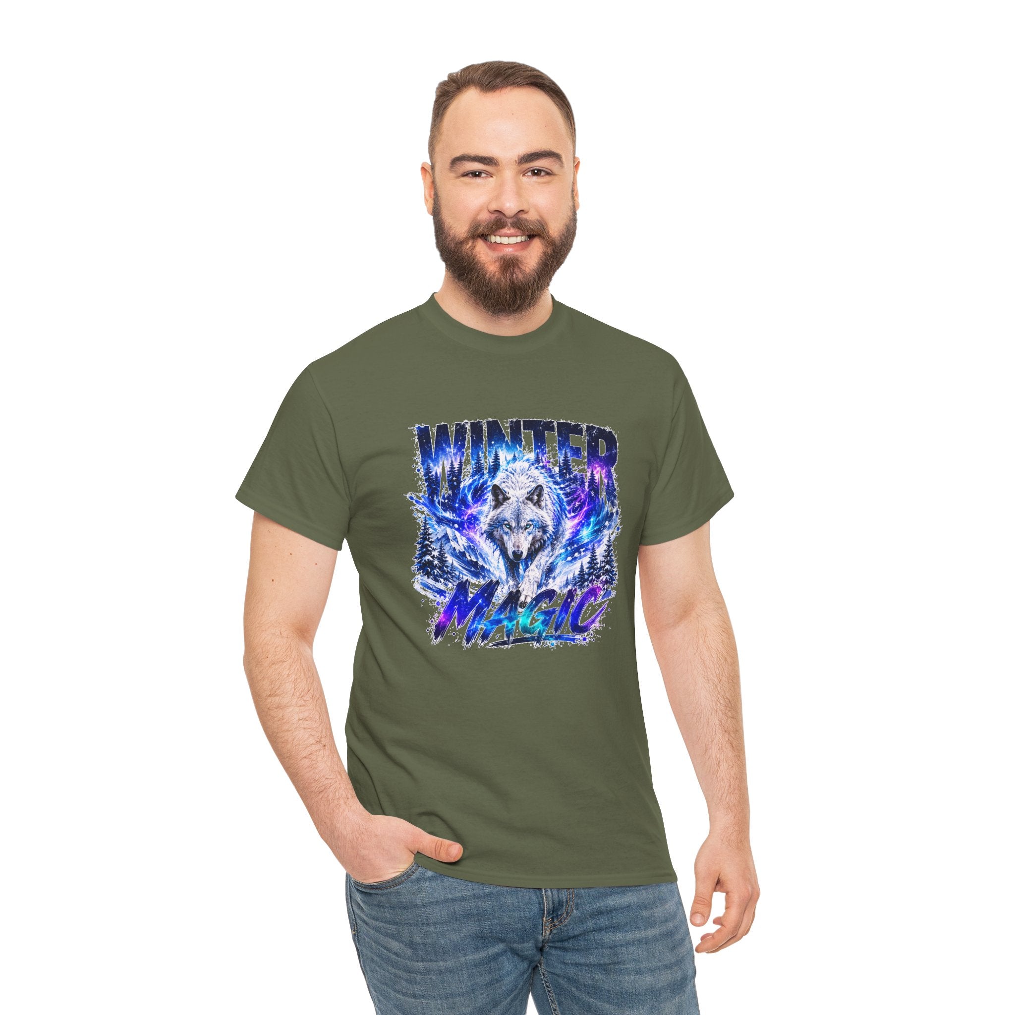 Wolf T Shirt, Winter Wolf Shirt, Wolf Lover Gift, Snowy Wolf Tee, Winter Magic Shirt, Wildlife Graphic Tee, Unisex Wolf Shirt
