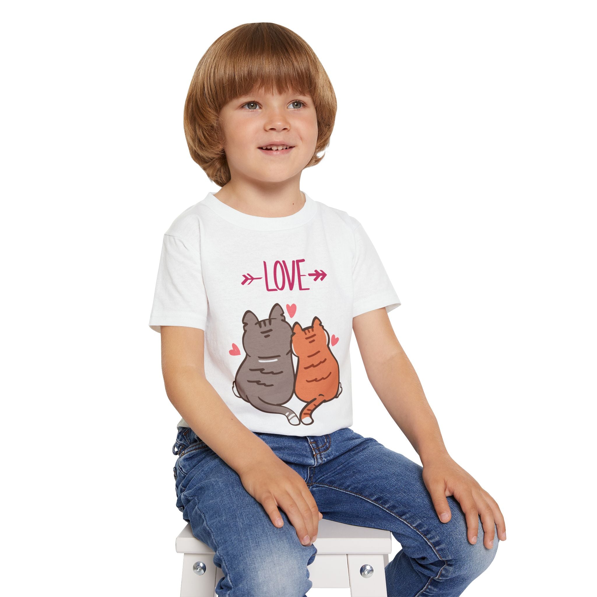Cute Toddler Cat Shirt, Kids Valentine Shirt, Love Cats T-Shirt for Boys Girls, Matching Siblings Outfit, Kids Cute Animal Tee, Gift for Kids