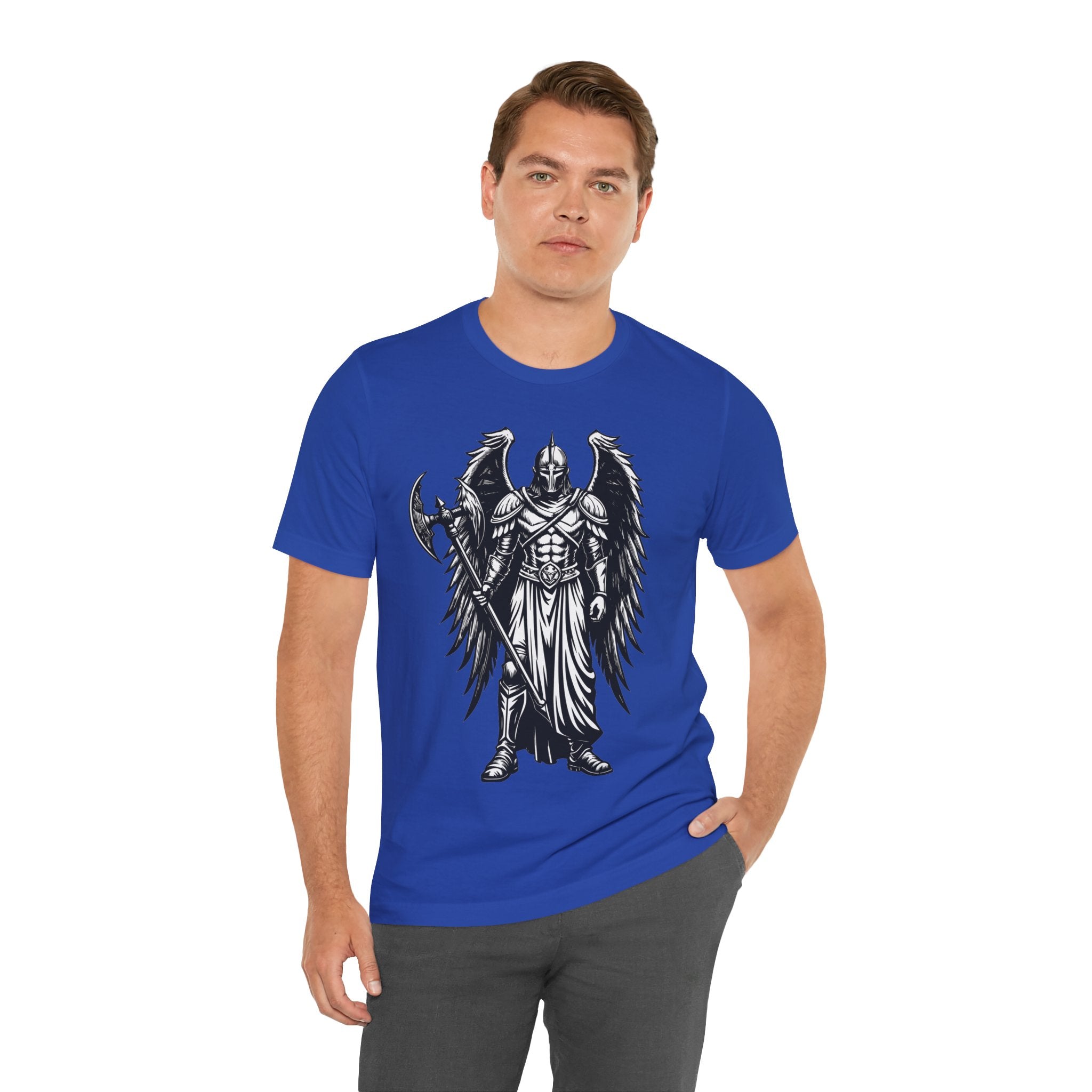 Angel of War Graphic Tee — Winged Knight Armor T-Shirt