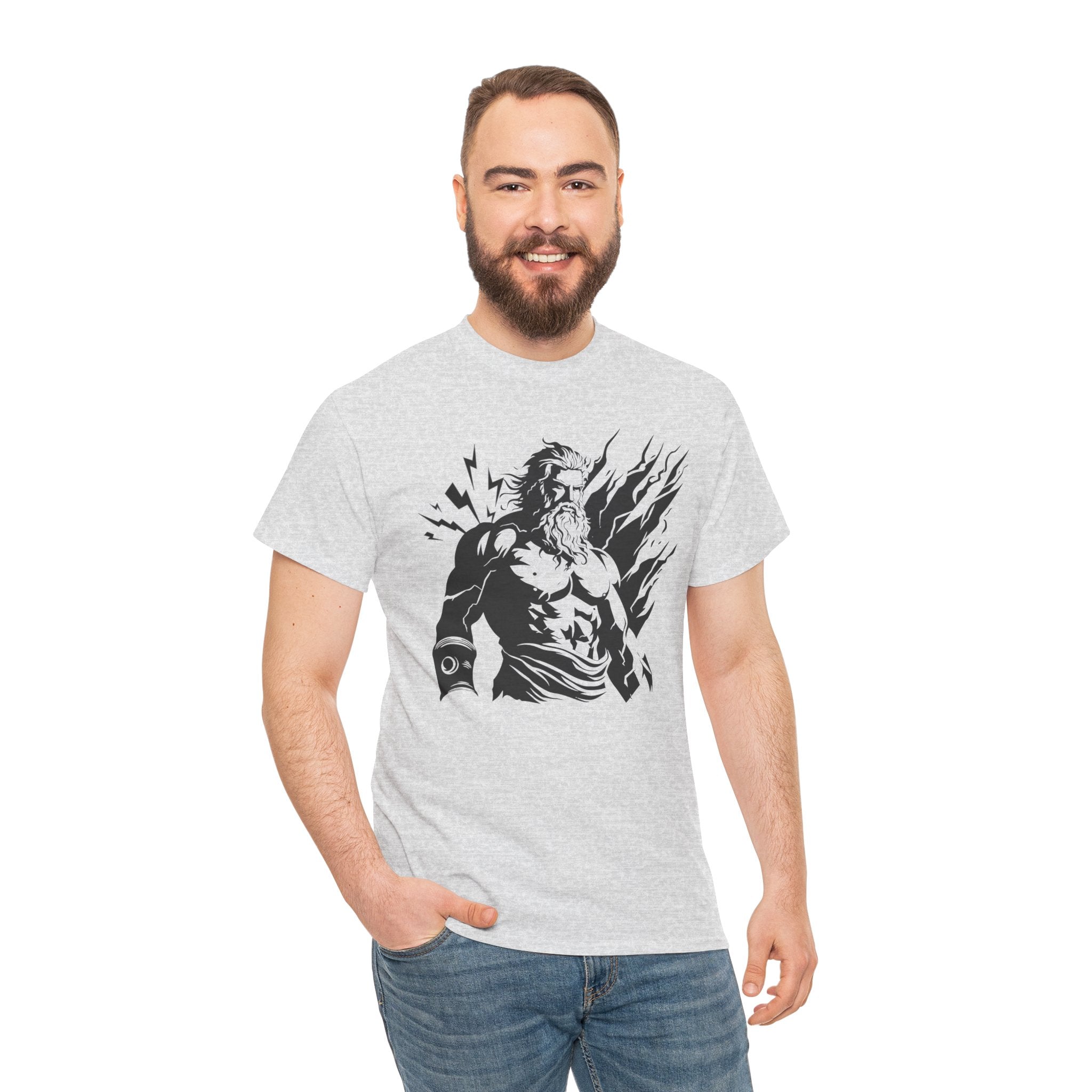 Greek God Zeus Illustration T‑Shirt — Mythic Lightning God Tee