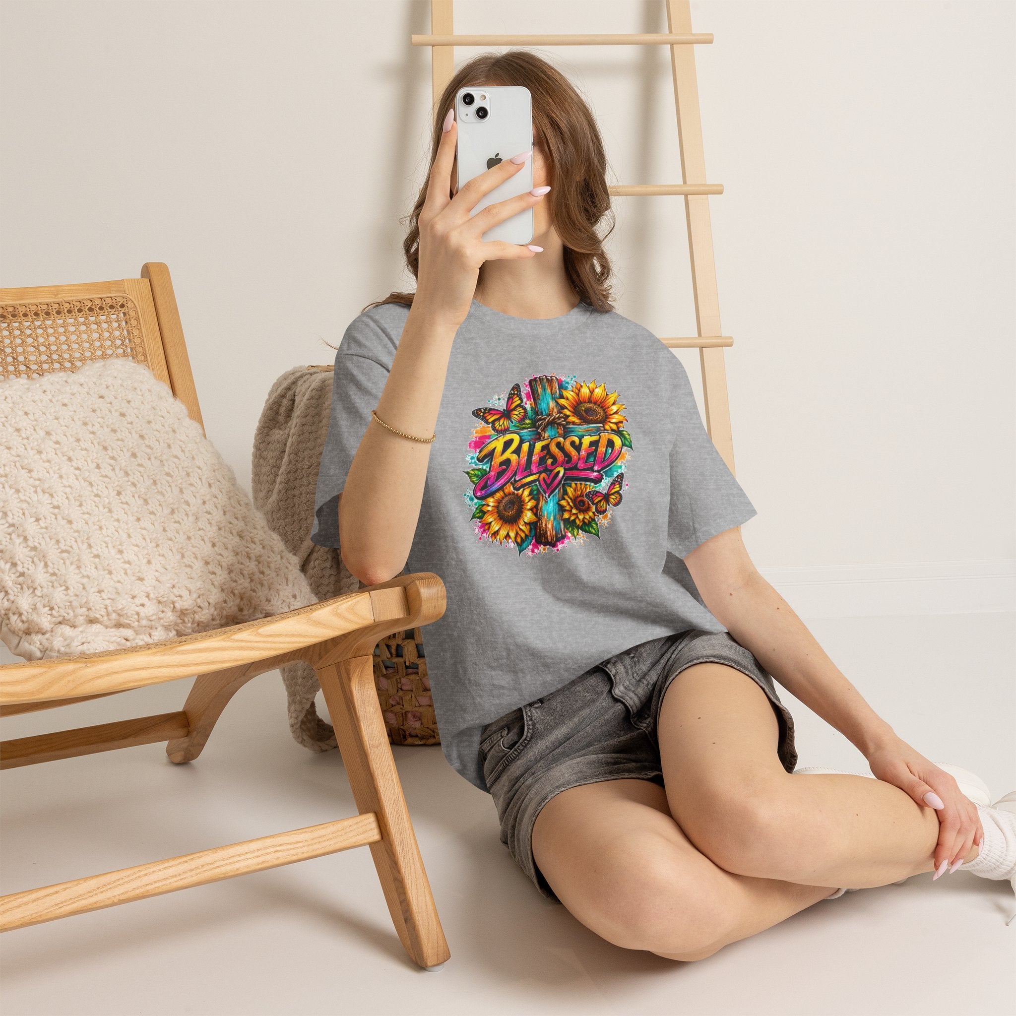 Blessed Christian T-Shirt, Faith Hope Love Tee, Jesus Cross Shirt, Religious Graphic Tee, Christian Gift, Unisex Shirt