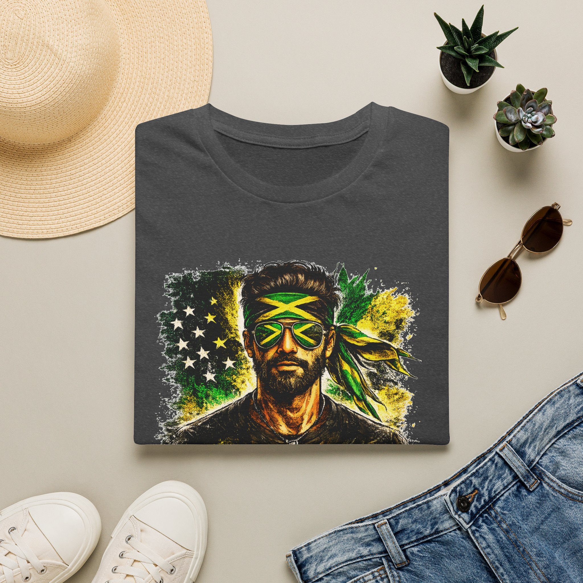 Jamaican Flag Portrait T-Shirt — Reggae Vibe Graphic Tee