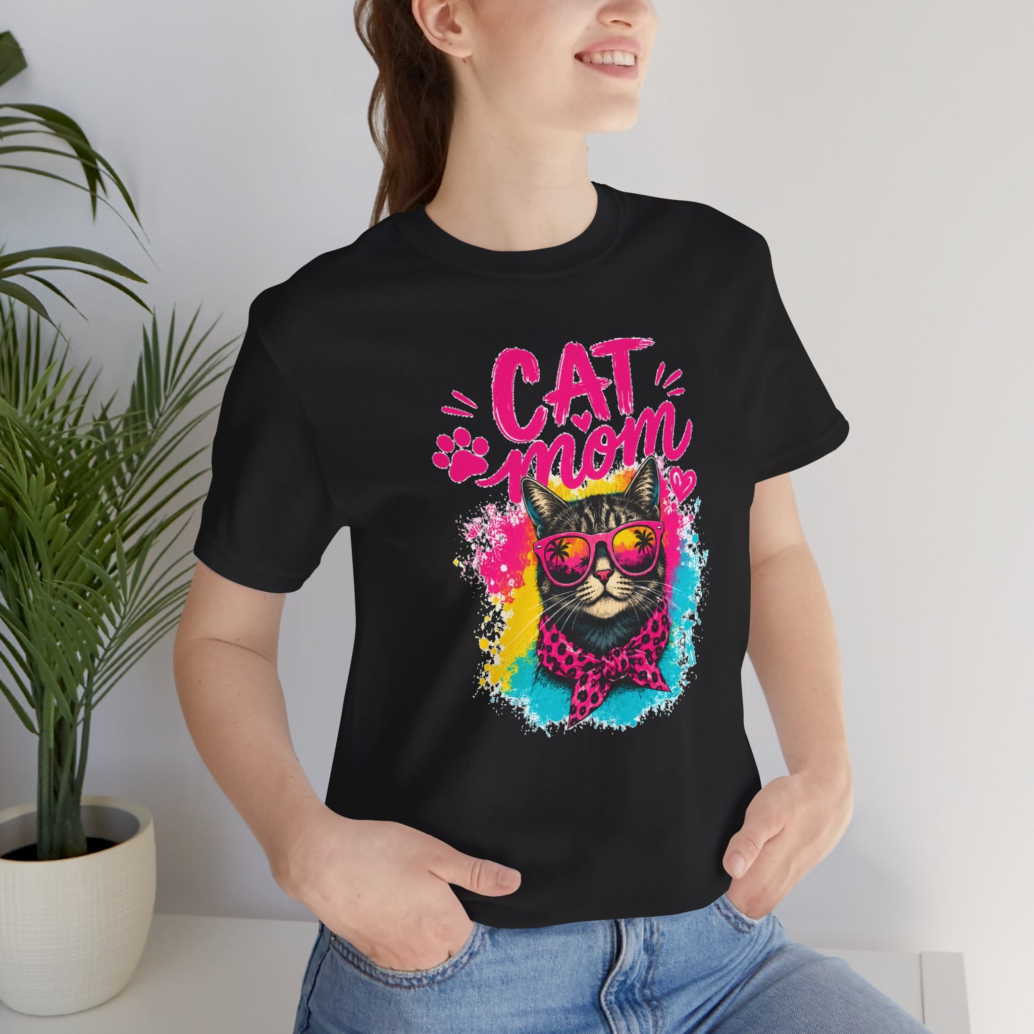 Cat Mom T-Shirt | Funny Cat Mom Gift | Colorful Retro Cat Lover Tee | Cute Cat Graphic Shirt | Unisex Cat Mom Tee