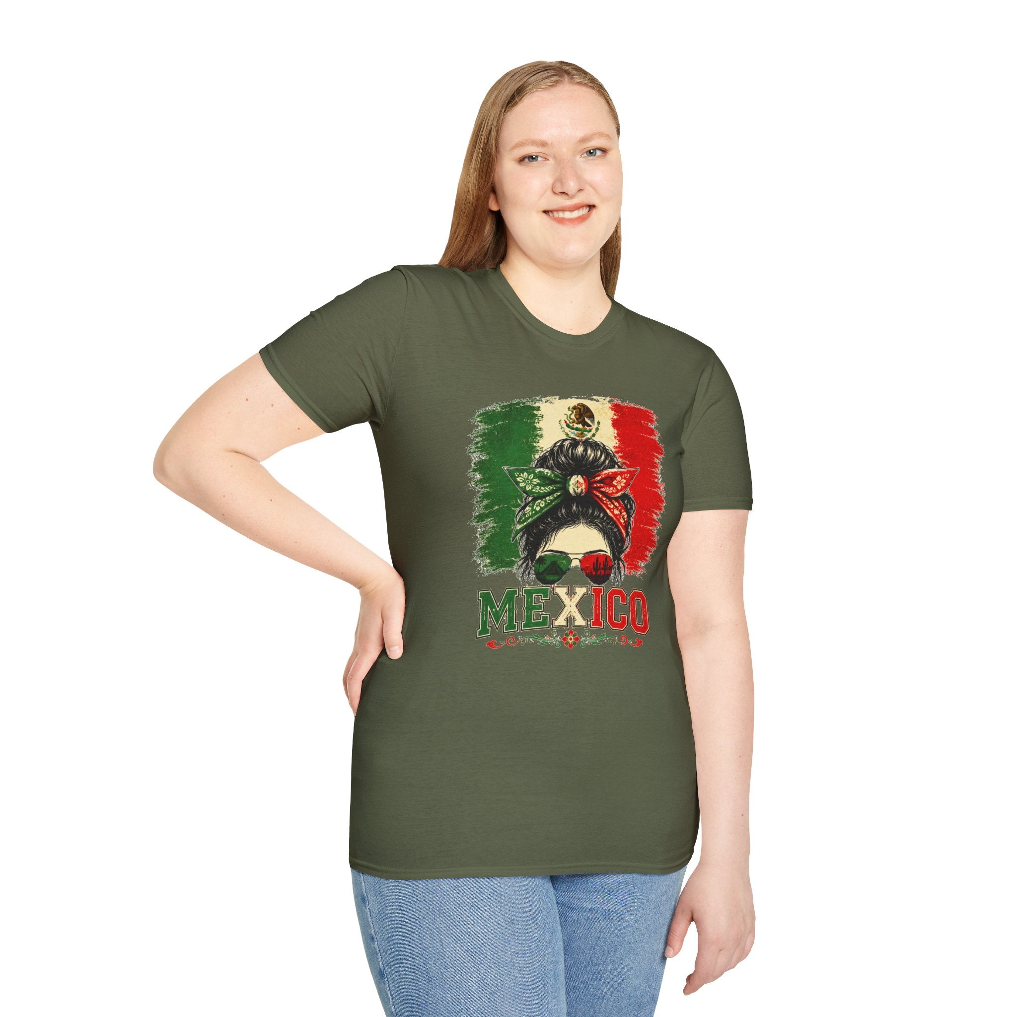 Mexico Messy Bun T-Shirt, Mexican Pride Shirt, Mexico Flag Graphic Tee, Cinco De Mayo Shirt, Latina Gift for Women