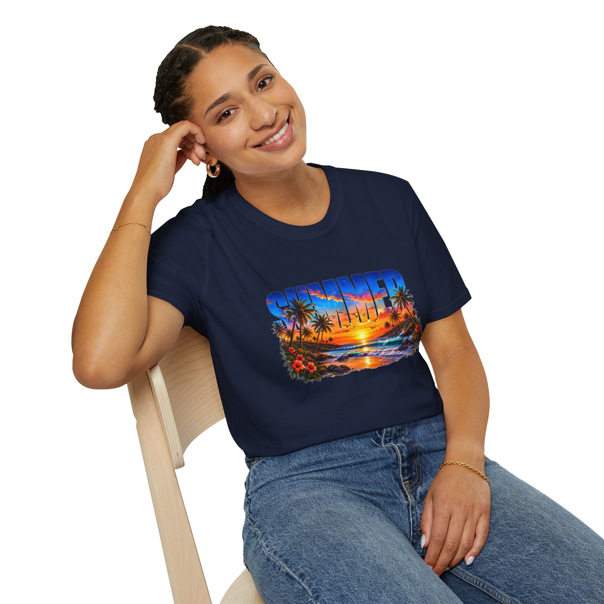 Summer Beach T Shirt Sunset Palm Graphic Tee