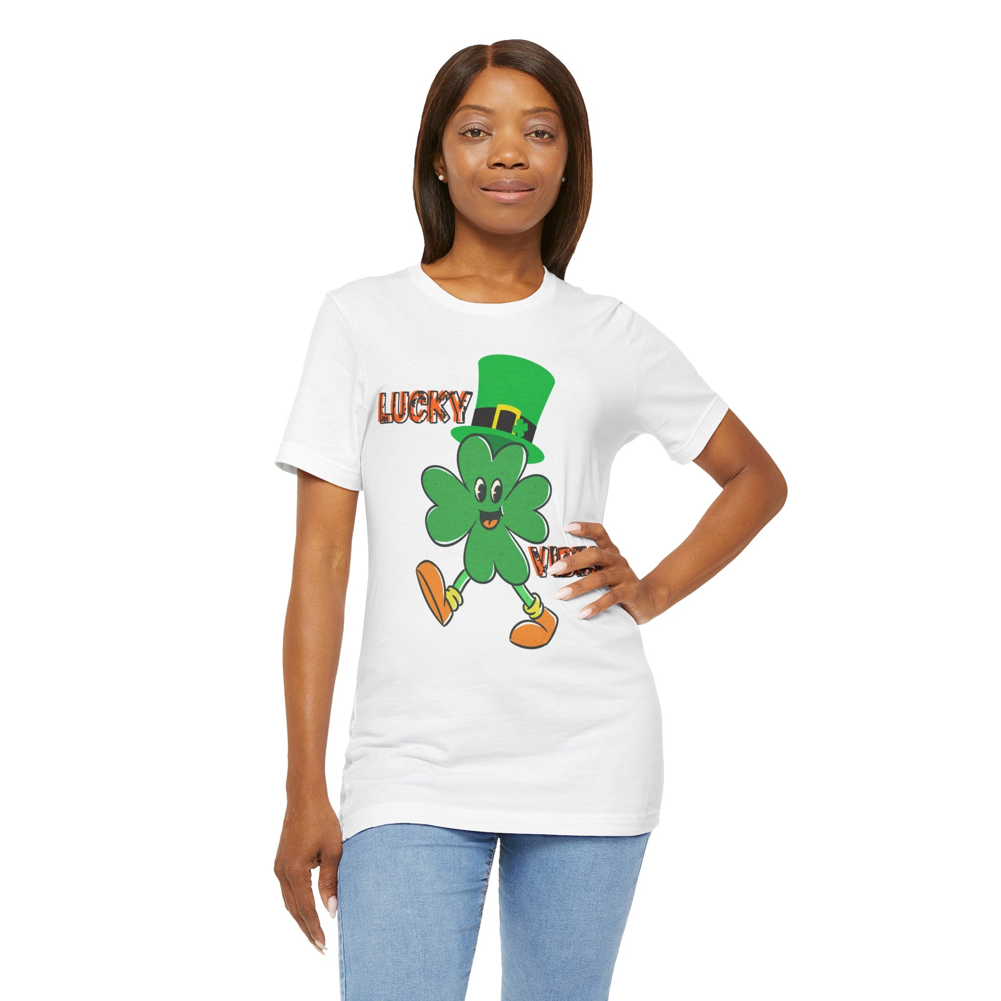 Lucky Vibes Saint Patrick's Day T-Shirt — Walking Shamrock Graphic Tee