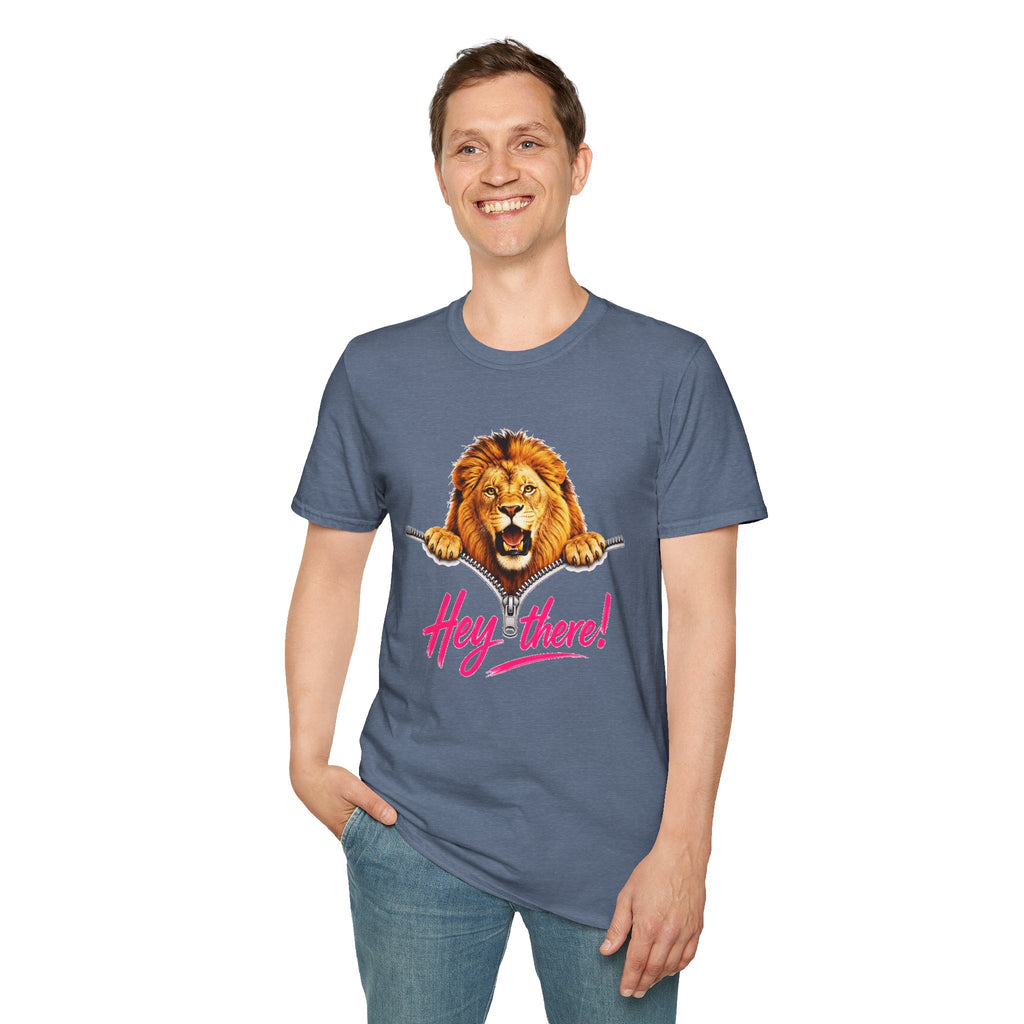 Lion Graphic Tee, Hey There Lion Shirt, Cute Roaring Lion T-Shirt, Funny Animal Graphic Tee, Unisex Casual Shirt