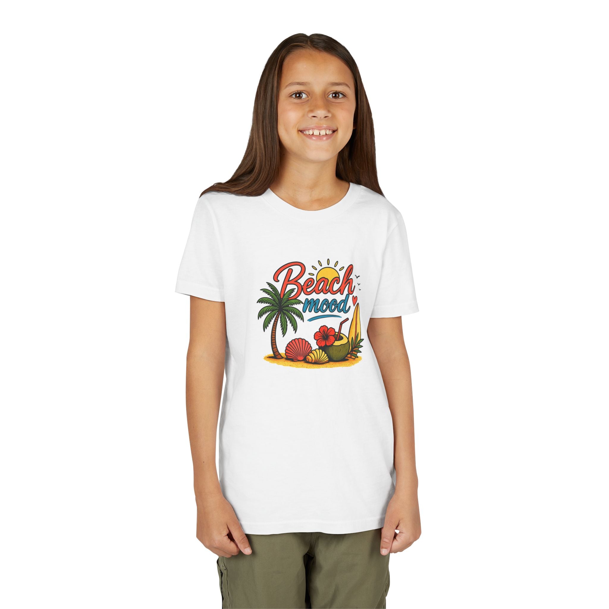 Youth T-Shirt – "Beach Mood" Surf & Palm Tree Summer Tee