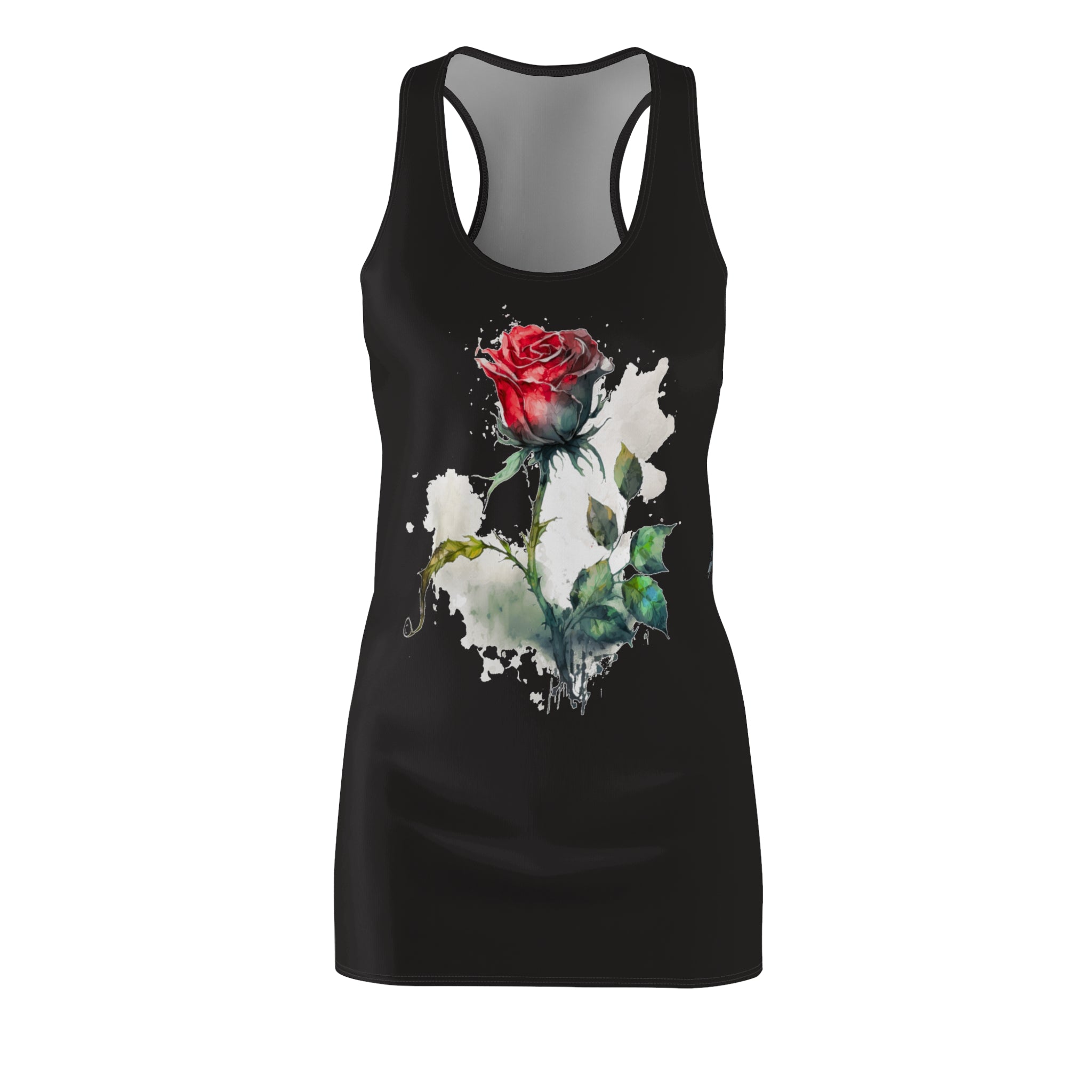 Rose Watercolor Racerback Dress — Red Bloom Graphic