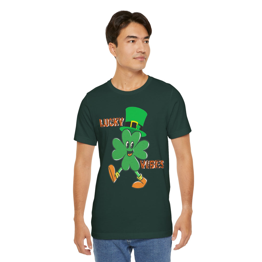 Lucky Vibes Saint Patrick's Day T-Shirt — Walking Shamrock Graphic Tee