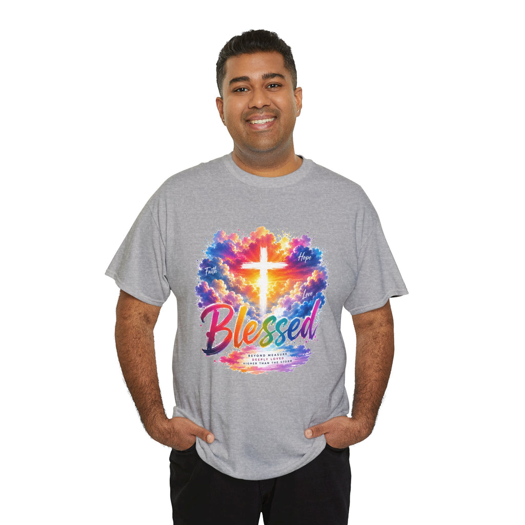 Blessed Christian T-Shirt, Colorful Cross Shirt, Faith Graphic Tee, Jesus Lover Gift, Religious Unisex Shirt