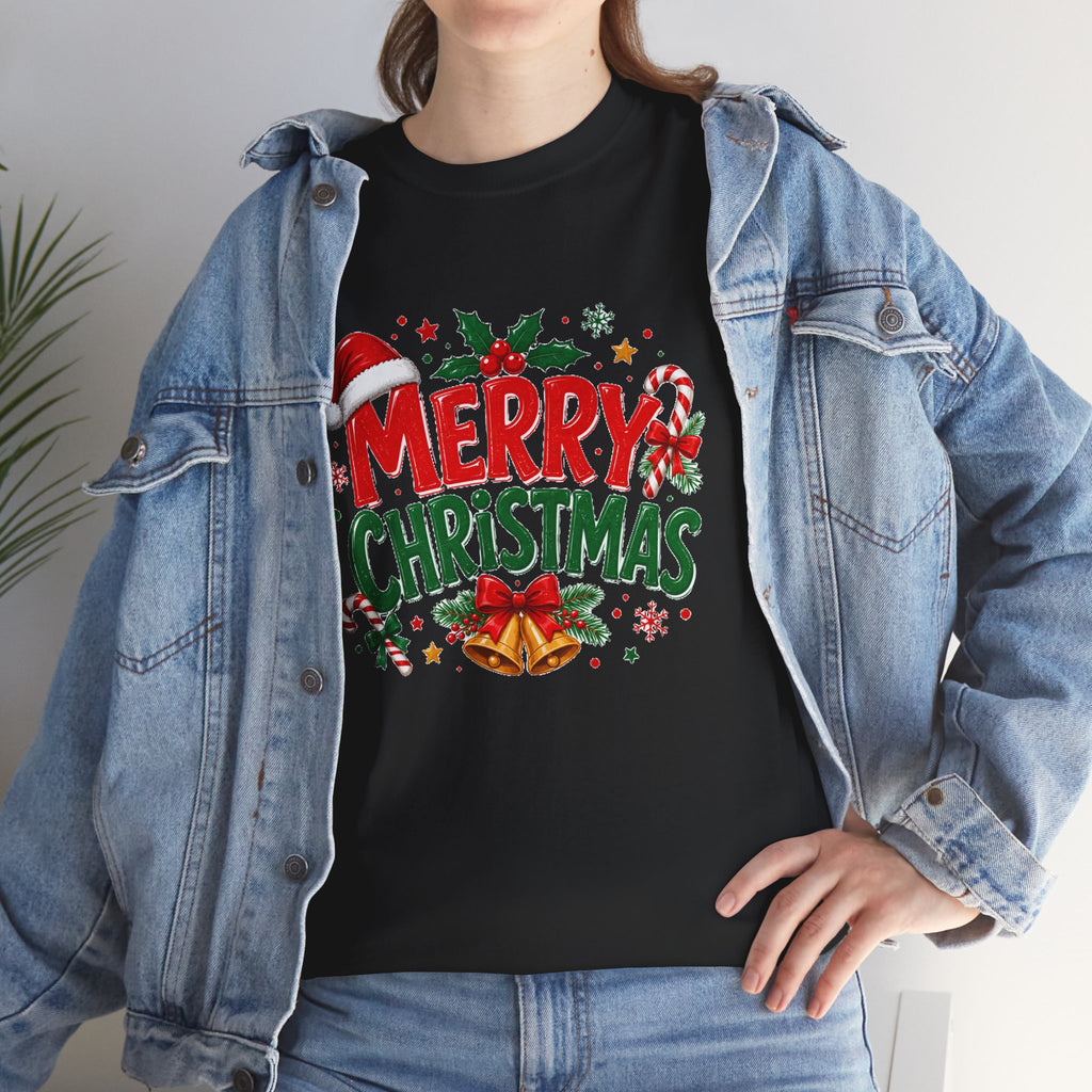 Merry Christmas Shirt, Christmas Graphic Tee, Santa Hat T-Shirt, Holiday Party Shirt, Xmas Gift for Men Women