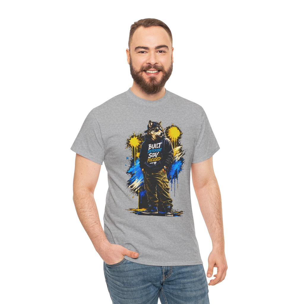 Raccoon Street Art Tee — "Built Not Born" Graphic T-Shirt