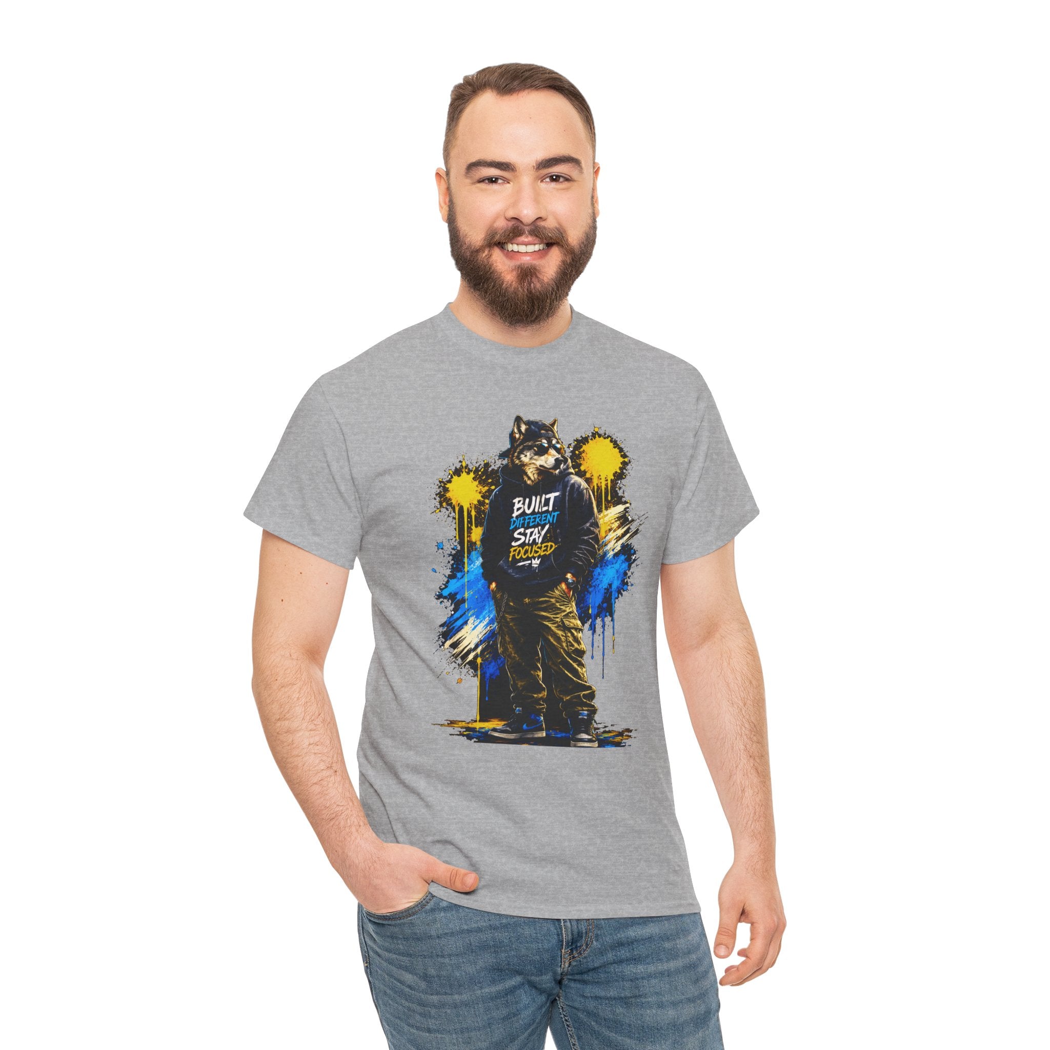 Raccoon Street Art Tee — "Built Not Born" Graphic T-Shirt