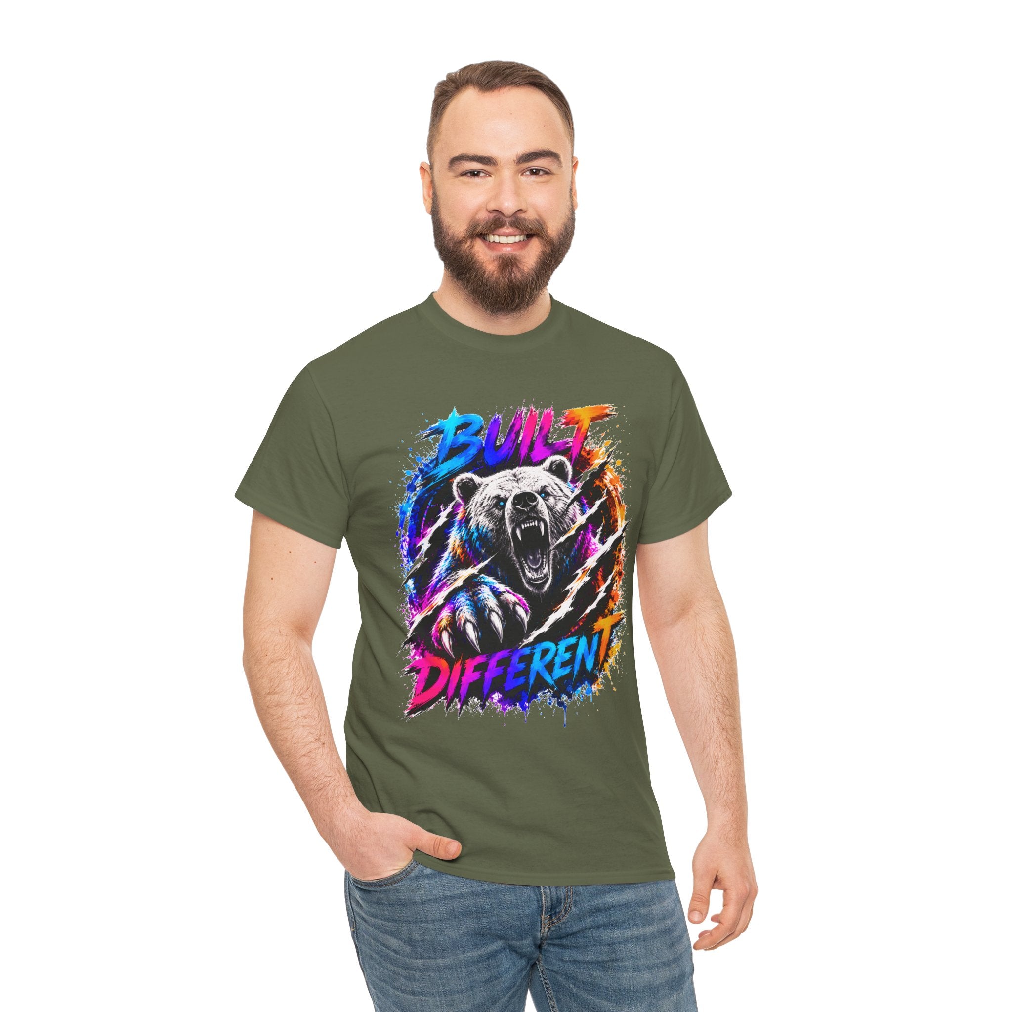 Built Different Bear T-Shirt — Bold Retro Grunge Graphic Tee