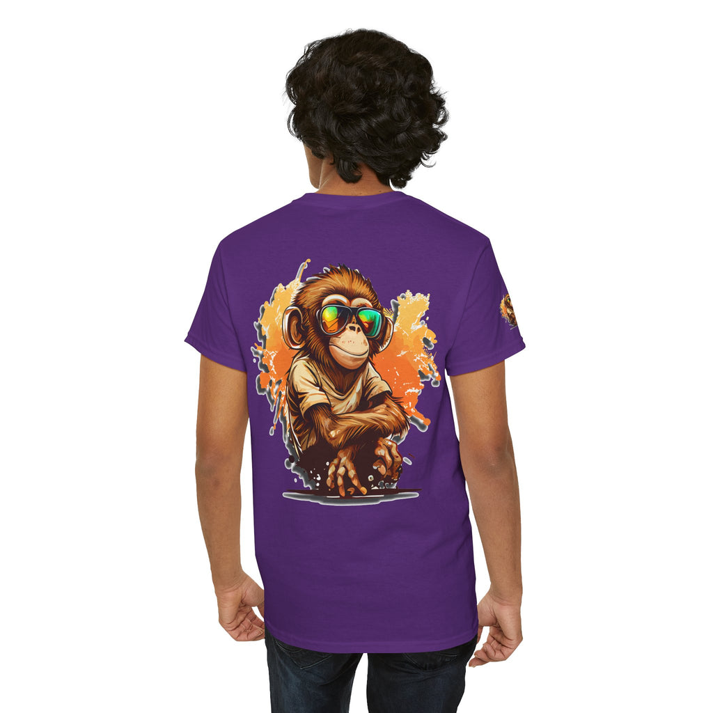 Cool Monkey T-Shirt Front Back Print | Funny Chimp Sunglasses Tee | Streetwear Graphic Shirt | Unisex Trendy Gift