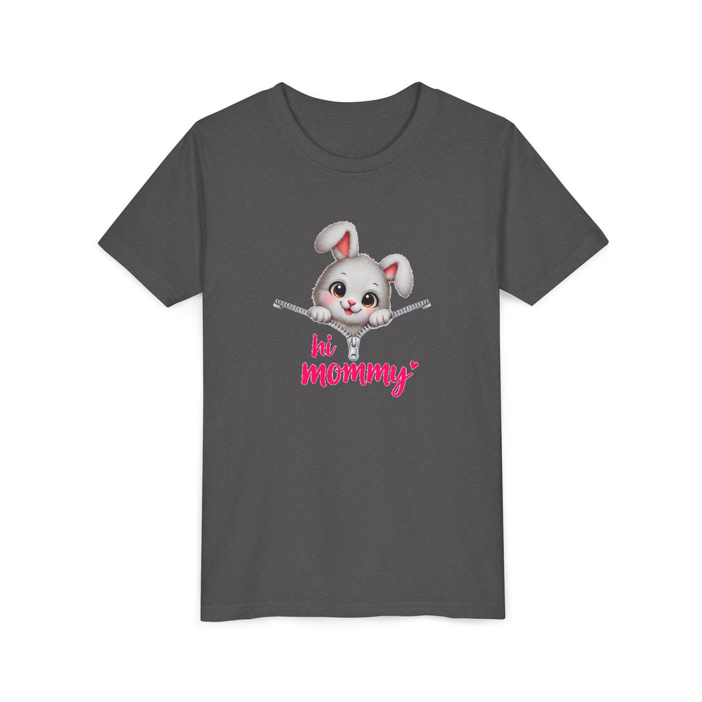 Cute Bunny Youth Shirt, Hi Mommy Kids Tee, Funny Rabbit Graphic T-Shirt, Cute Animal Lover Gift for Girls