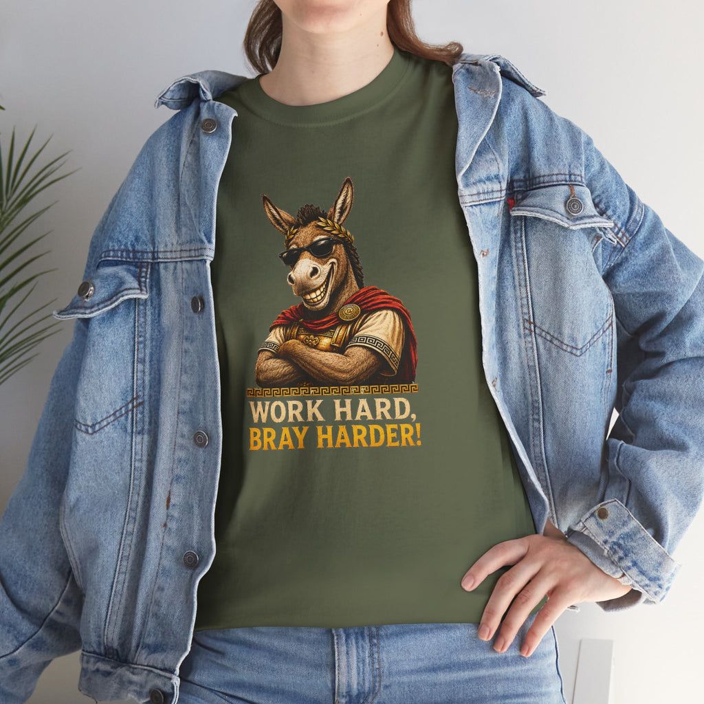 Work Hard Bray Harder T‑Shirt — Funny Donkey Motivational Tee