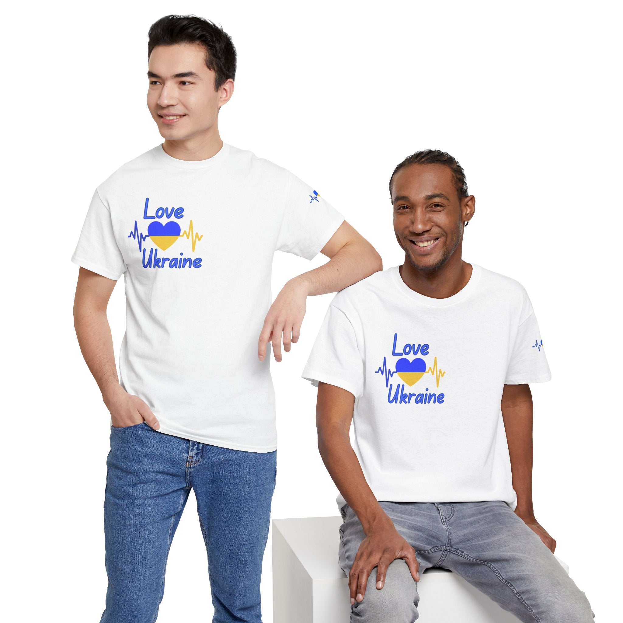 Love Ukraine T-Shirt — Heartbeat Flag Design