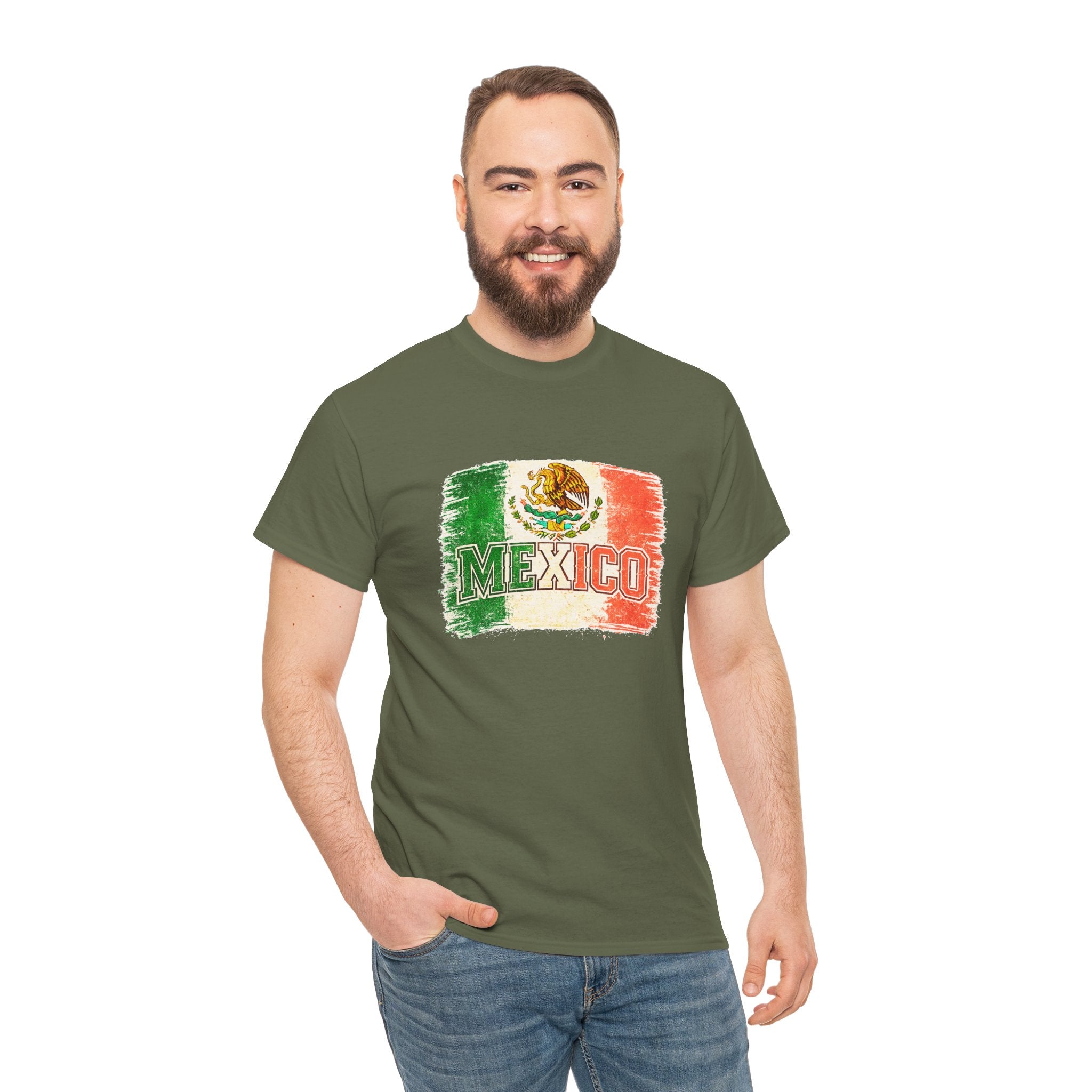 Mexico Flag Vintage T-Shirt — Distressed Mexican Emblem Tee
