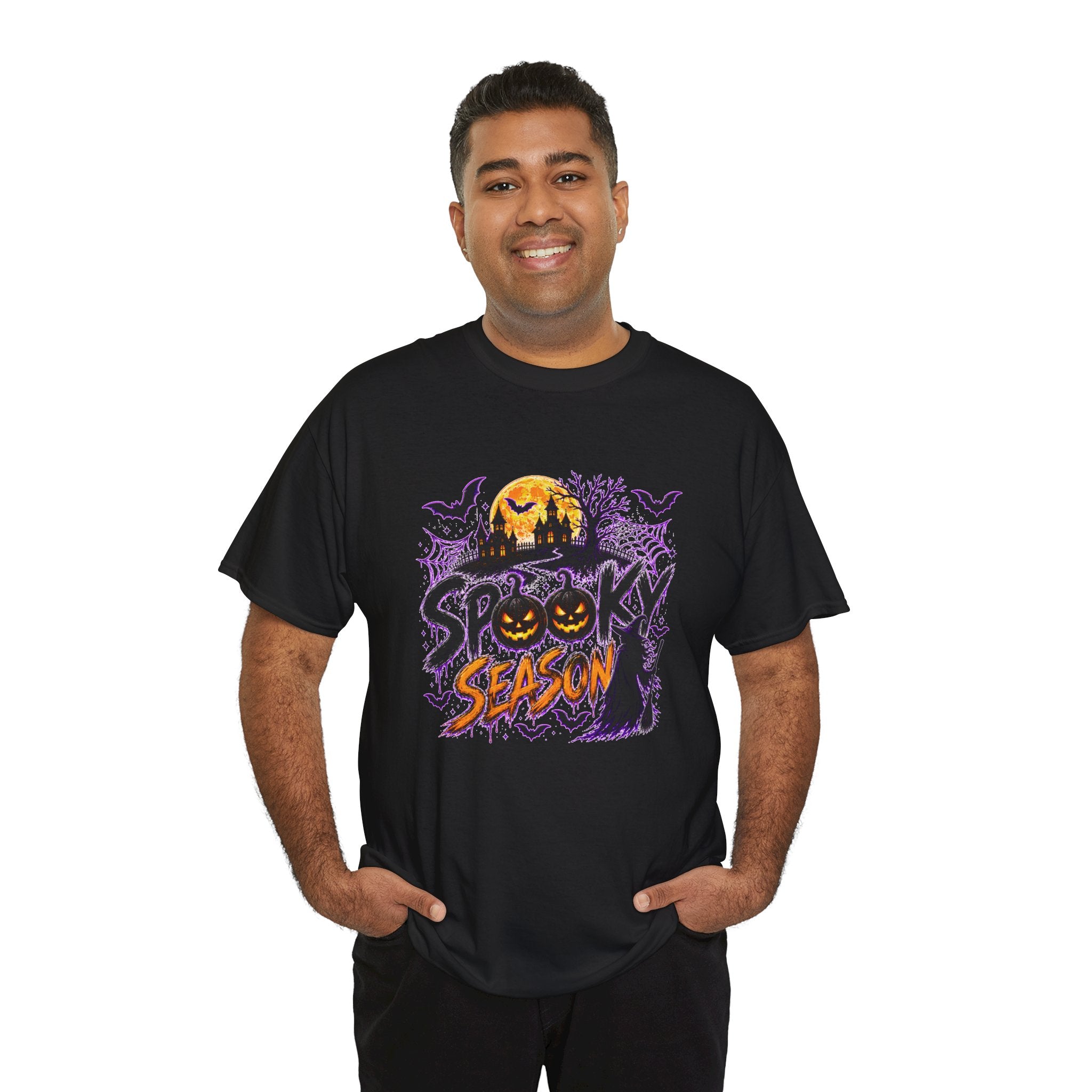 Spooky Season Halloween T-Shirt, Jack O Lantern Pumpkin Tee, Haunted House Graphic Shirt, Unisex Halloween Tee