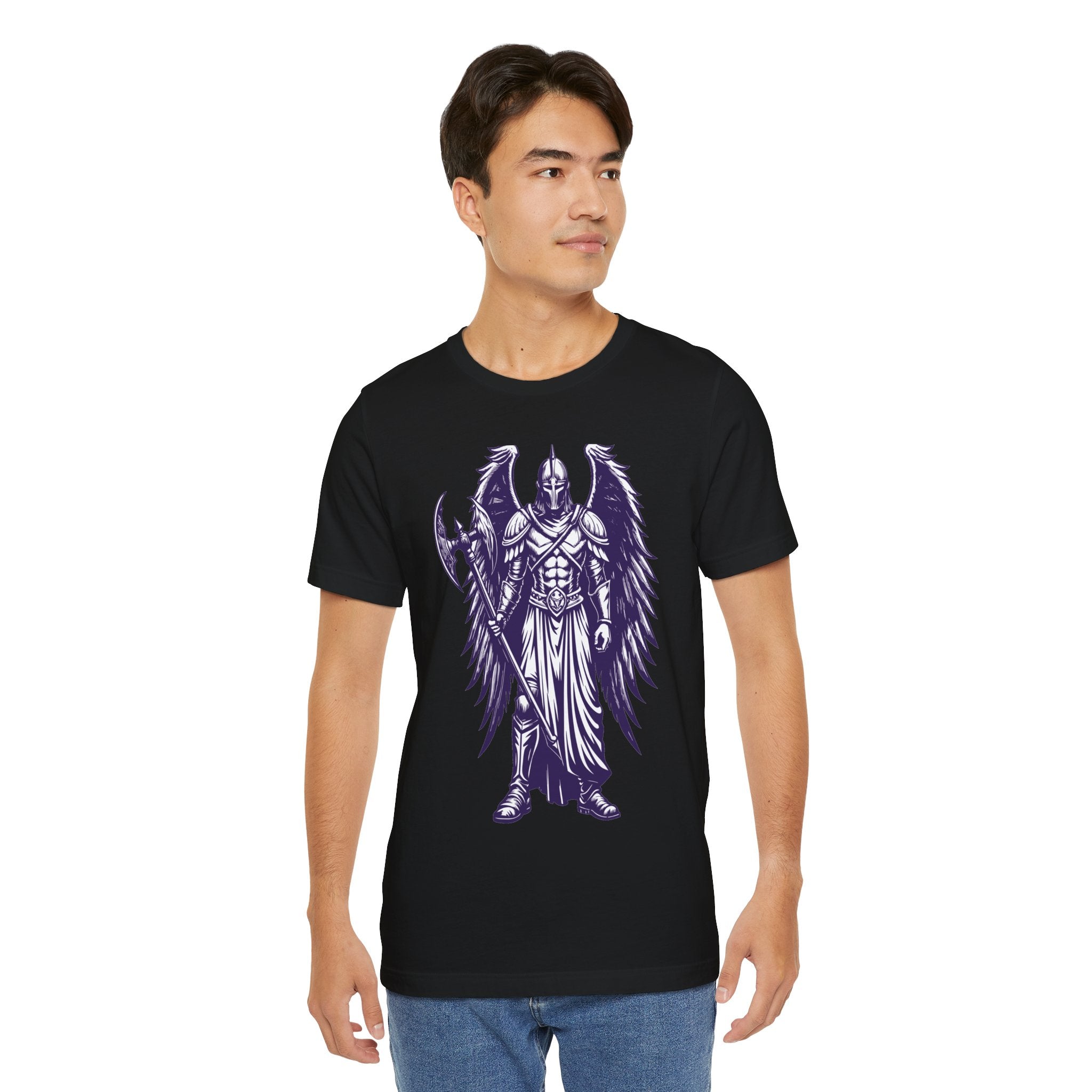 Fallen Angel Warrior T-Shirt | Gothic Fantasy Winged Knight Tee