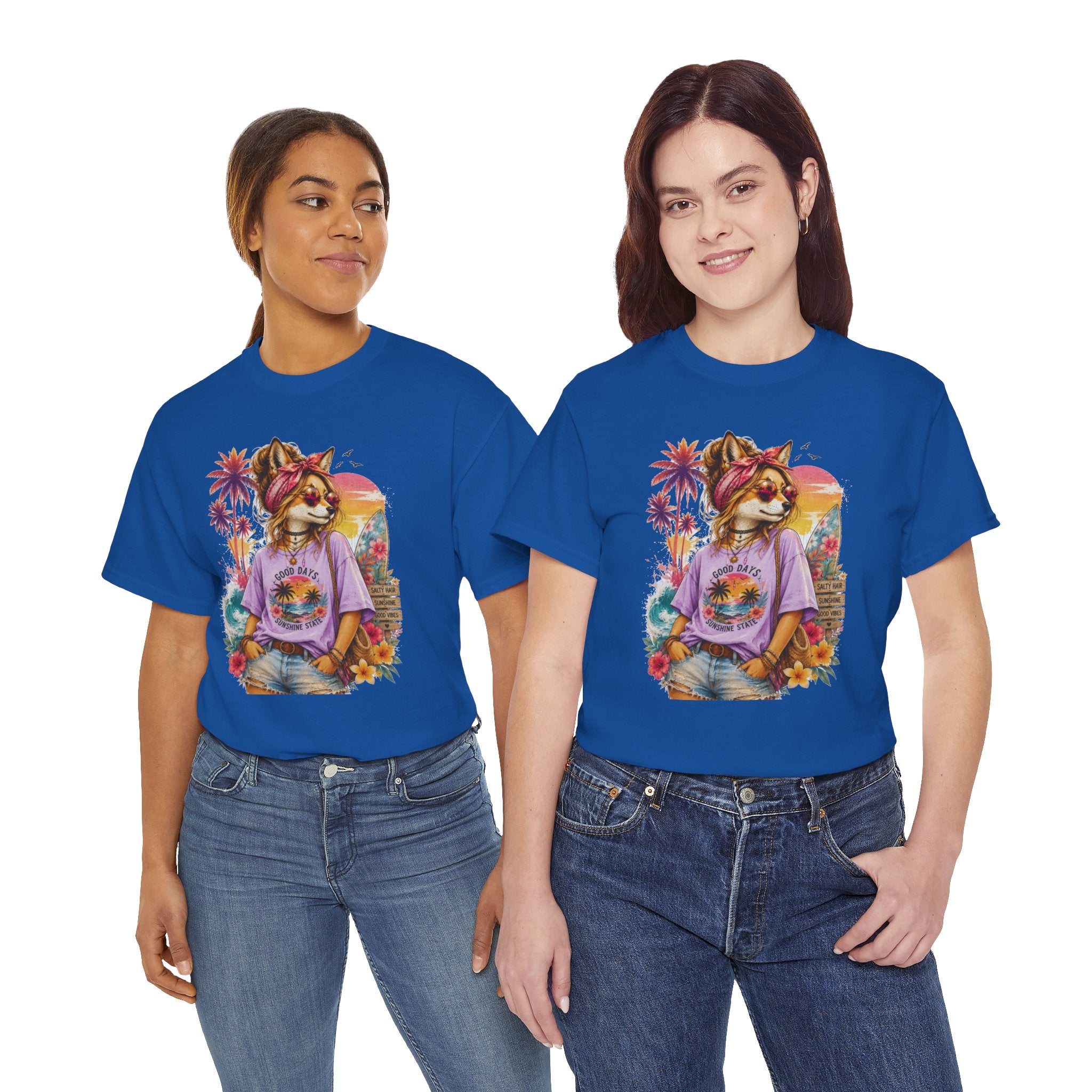 Fox Beach Vibes Shirt, Retro Beach T-Shirt, Summer Sunset Graphic Tee, Coastal Vacation Gift
