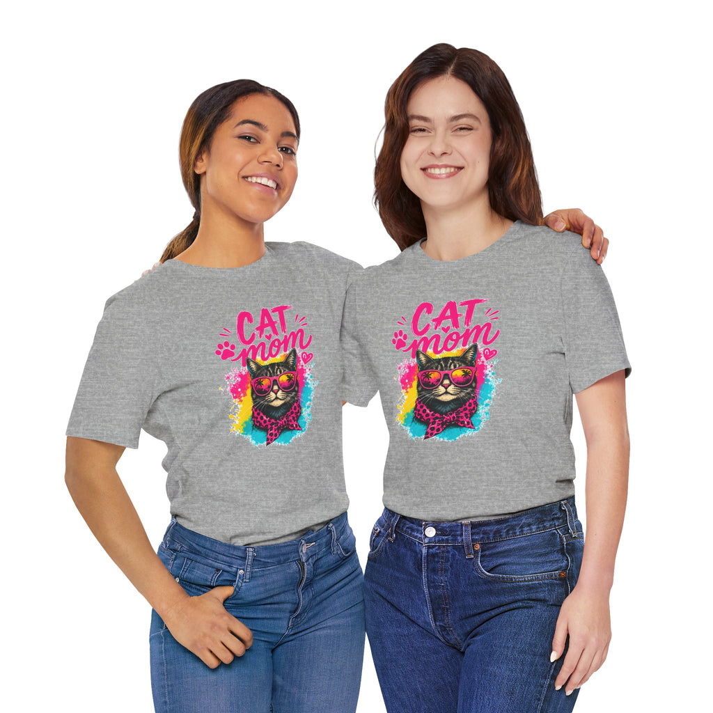 Cat Mom T-Shirt | Funny Cat Mom Gift | Colorful Retro Cat Lover Tee | Cute Cat Graphic Shirt | Unisex Cat Mom Tee