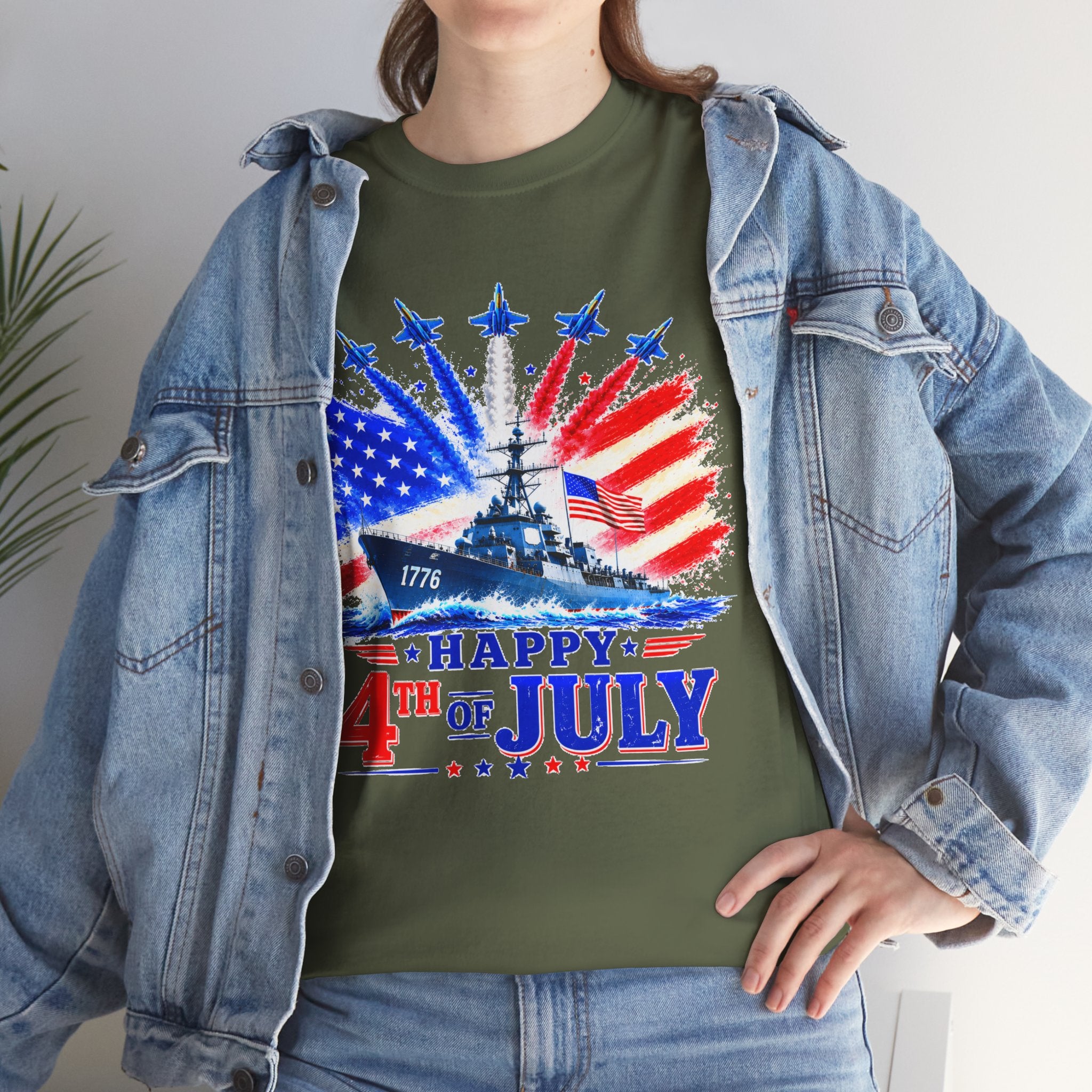 Happy 4th of July Shirt, Patriotic USA Flag Tee, American Eagle & Navy Ship Shirt, Independence Day T-Shirt, Military Pride Gift