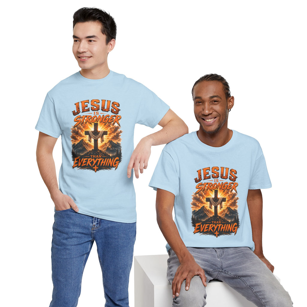 Jesus Is Stronger Than Everything Christian T-Shirt | Faith Cross Graphic Tee | Religious Unisex Shirt | Christian Gift
