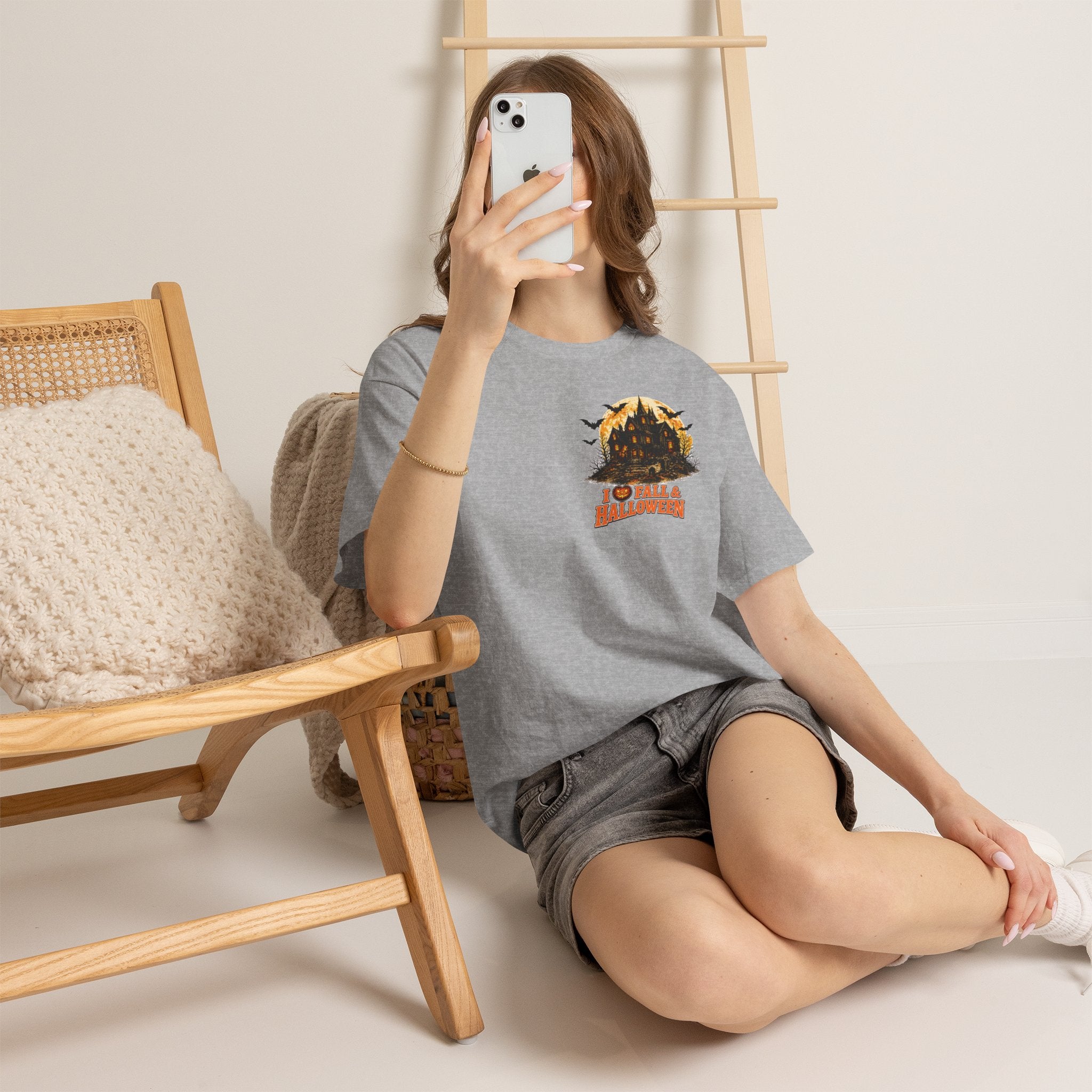 Halloween Fall Graphic Tee — "I  Fall & Halloween" Vintage Pumpkin & Spooky Characters Shirt
