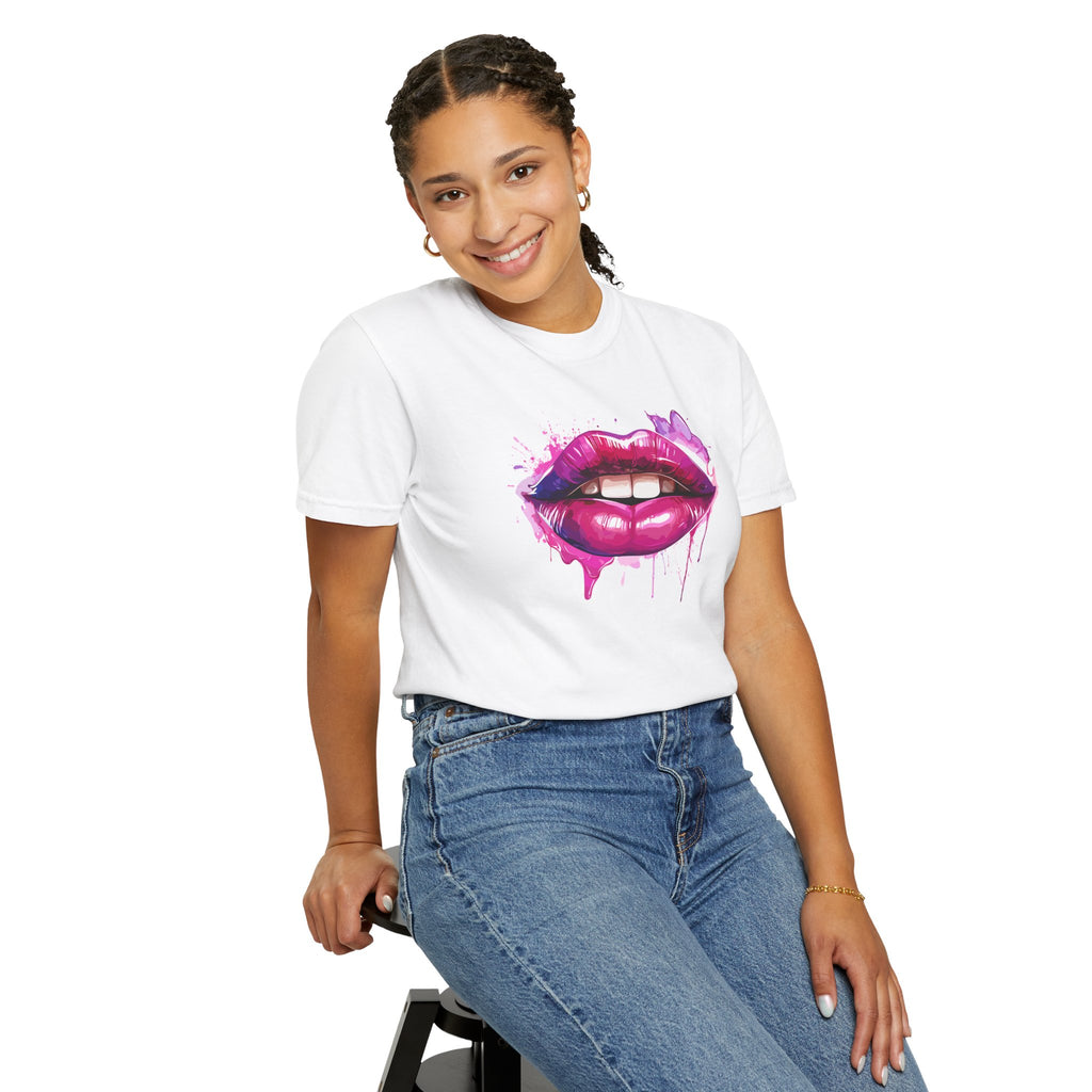 Lip Art T-Shirt — Pink Drip Painted Lips Graphic Tee