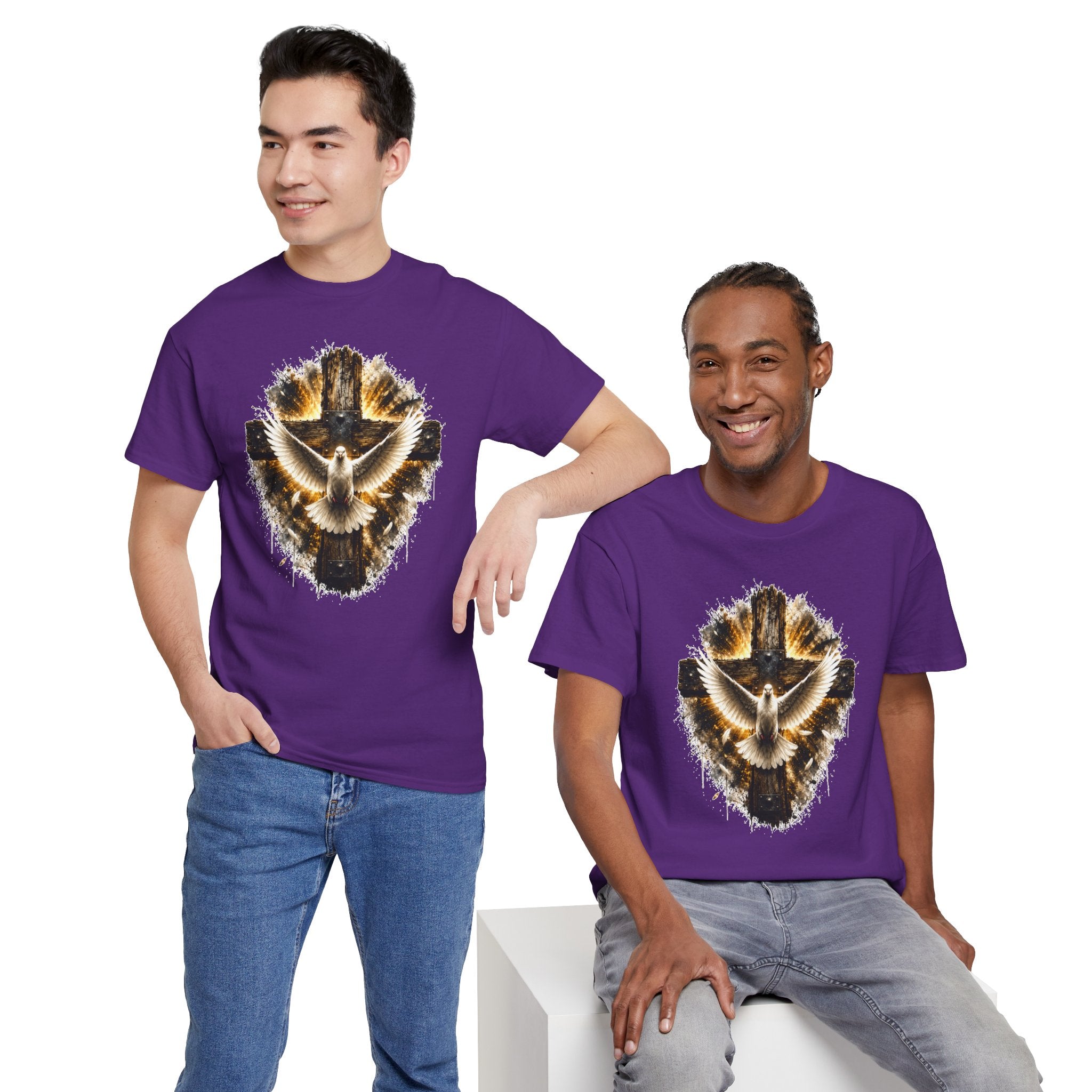 Christian Dove Cross T-Shirt | Holy Spirit Shirt | Faith Graphic Tee | Religious Gift | Bible Believer Shirt | Unisex Christian Tee