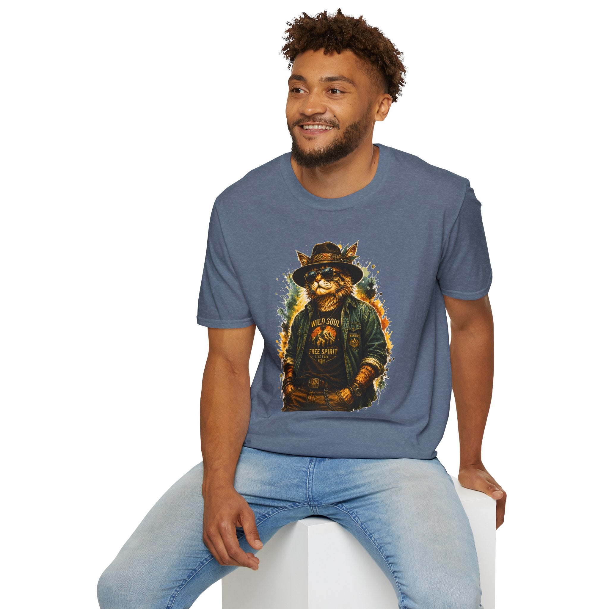 Boho Cat T-Shirt, Wild Soul Cat Tee, Vintage Cat Graphic Shirt, Cat Lover Gift, Hippie Cat Shirt, Bohemian Animal Tee