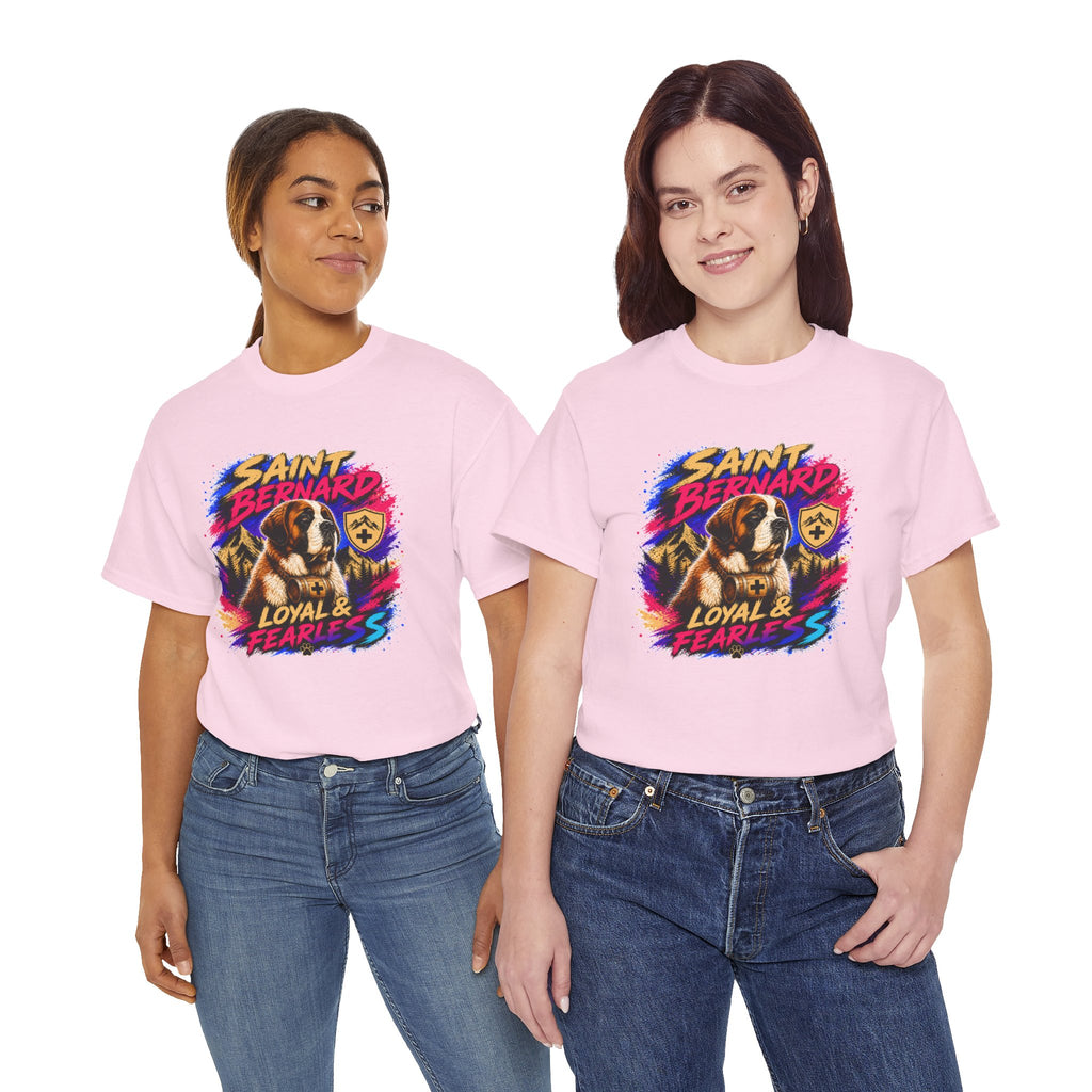 Saint Bernard Dog Shirt, Loyal & Fearless T-Shirt, Colorful Saint Bernard Tee, Dog Lover Gift, Unisex Graphic Tee